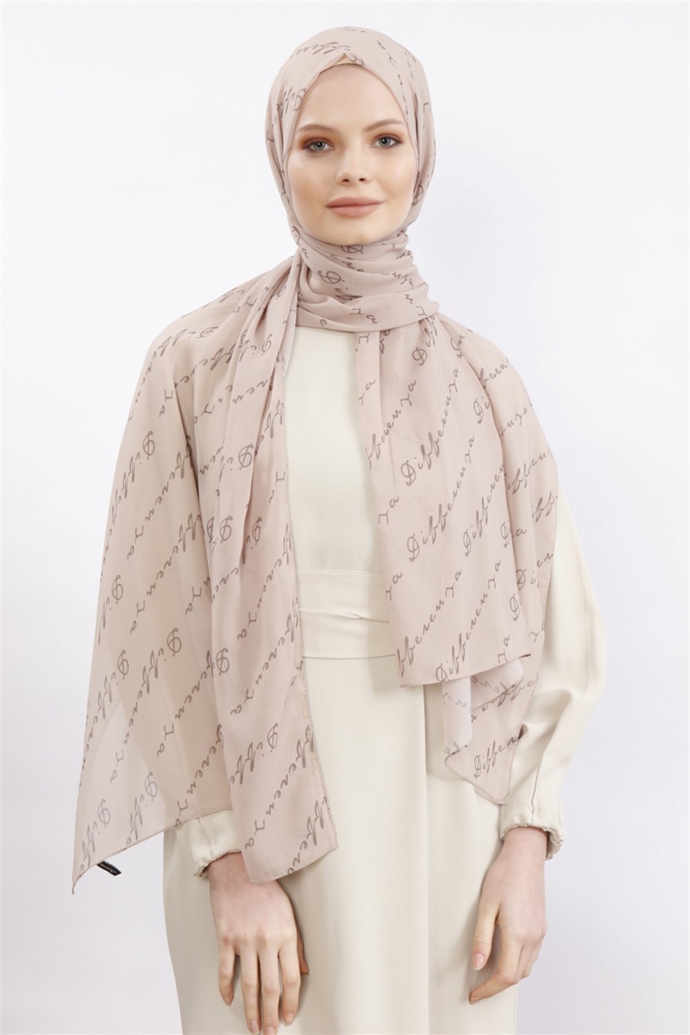 Logolu Şal - Bej