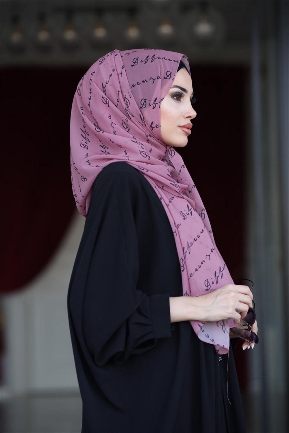 Logolu Şal - Koyu Pudra