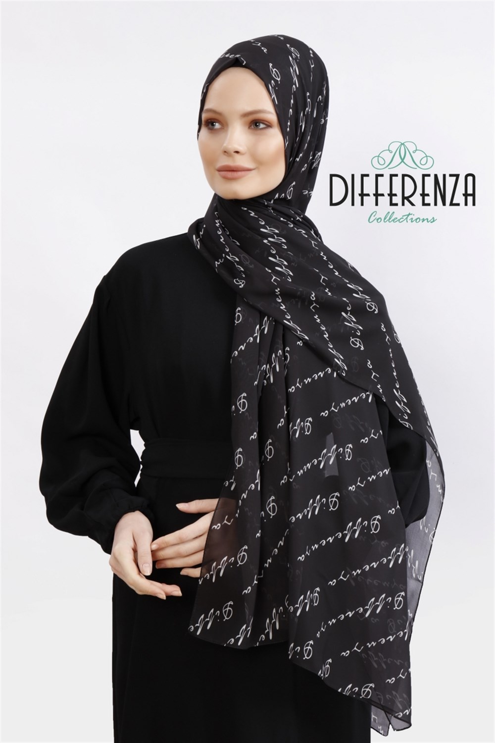 Logolu Şal - Siyah
