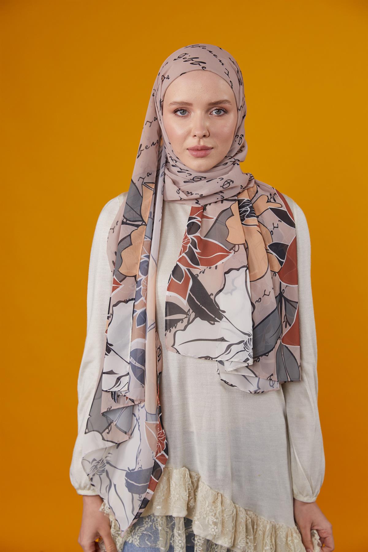 Lotus Boneli Şal Vizon