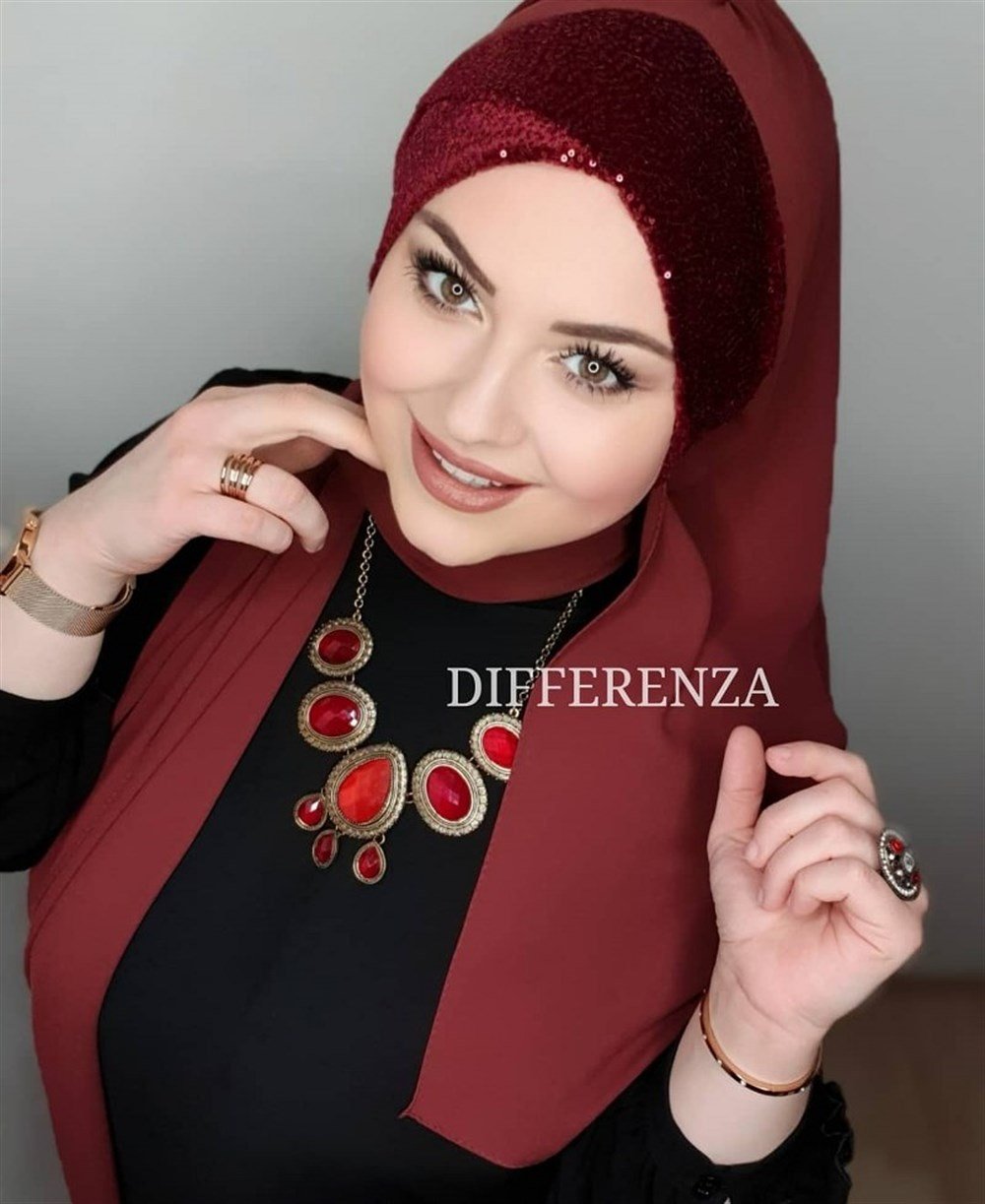 MİNİ PAYET ÇAPRAZ ŞAL-Bordo