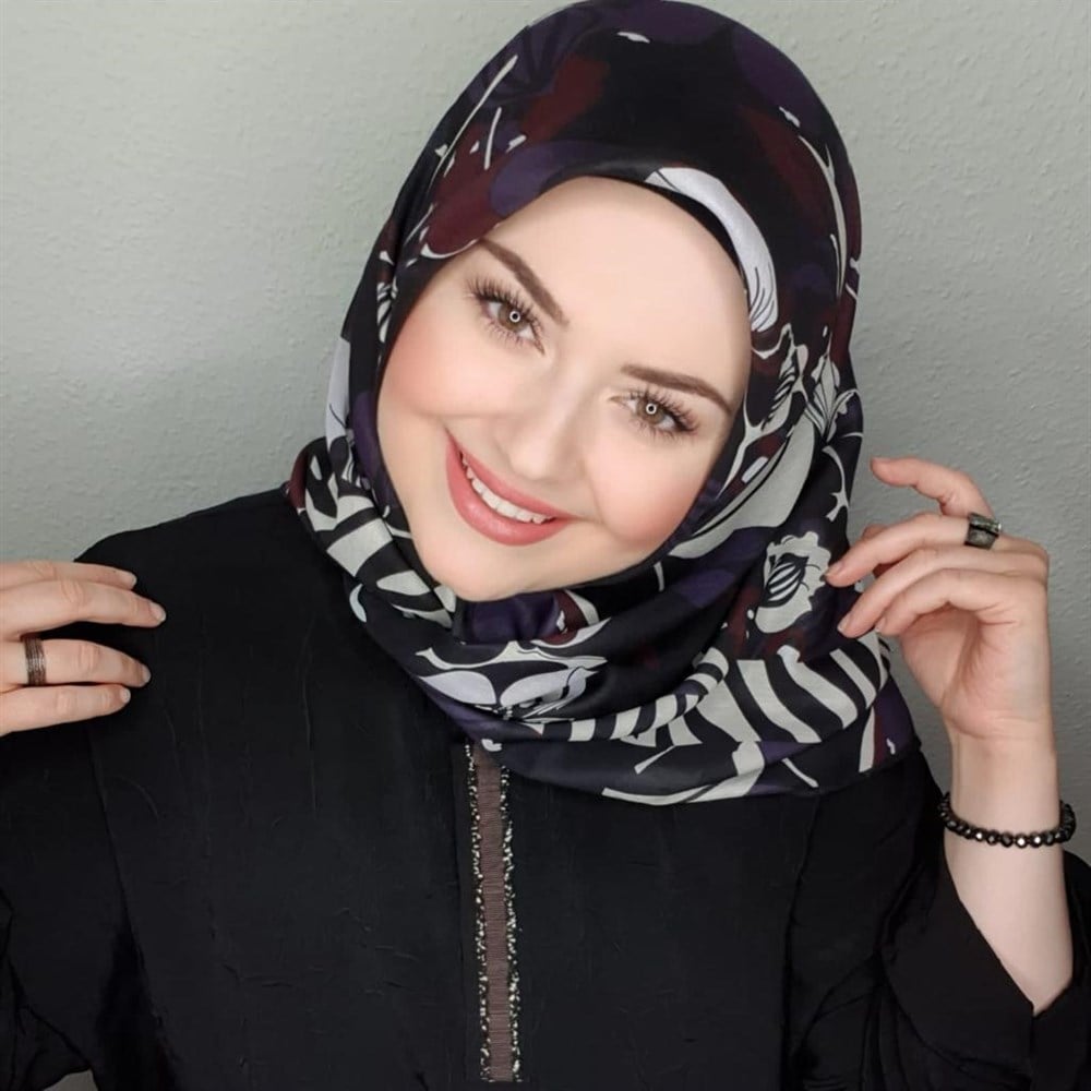 Ortanca Eşarp - Siyah Mor