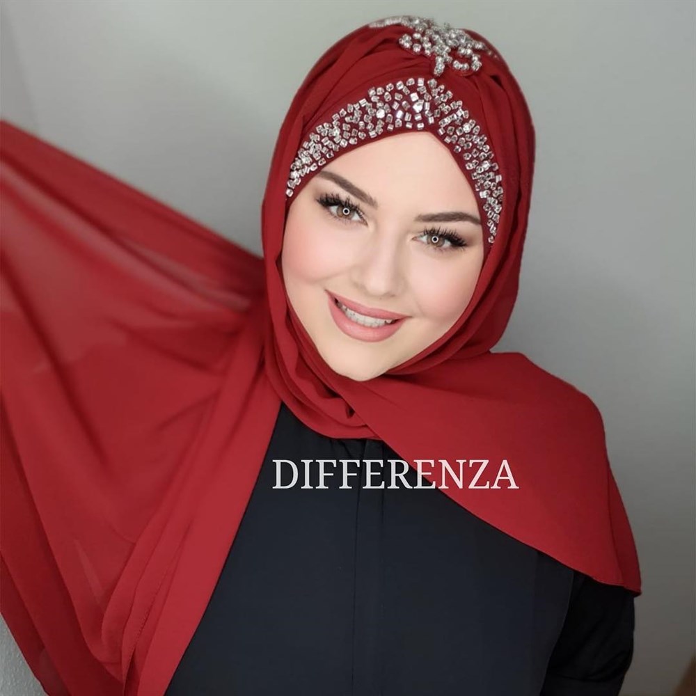 Osmanlı El İşlemesi Şal - Bordo / Silver