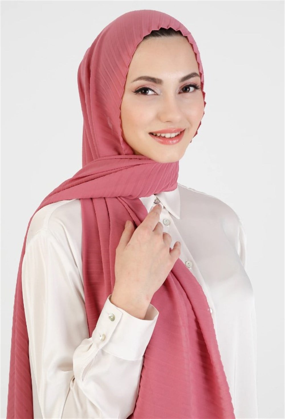 Pliseli Şal-Koyu Gülkurusu