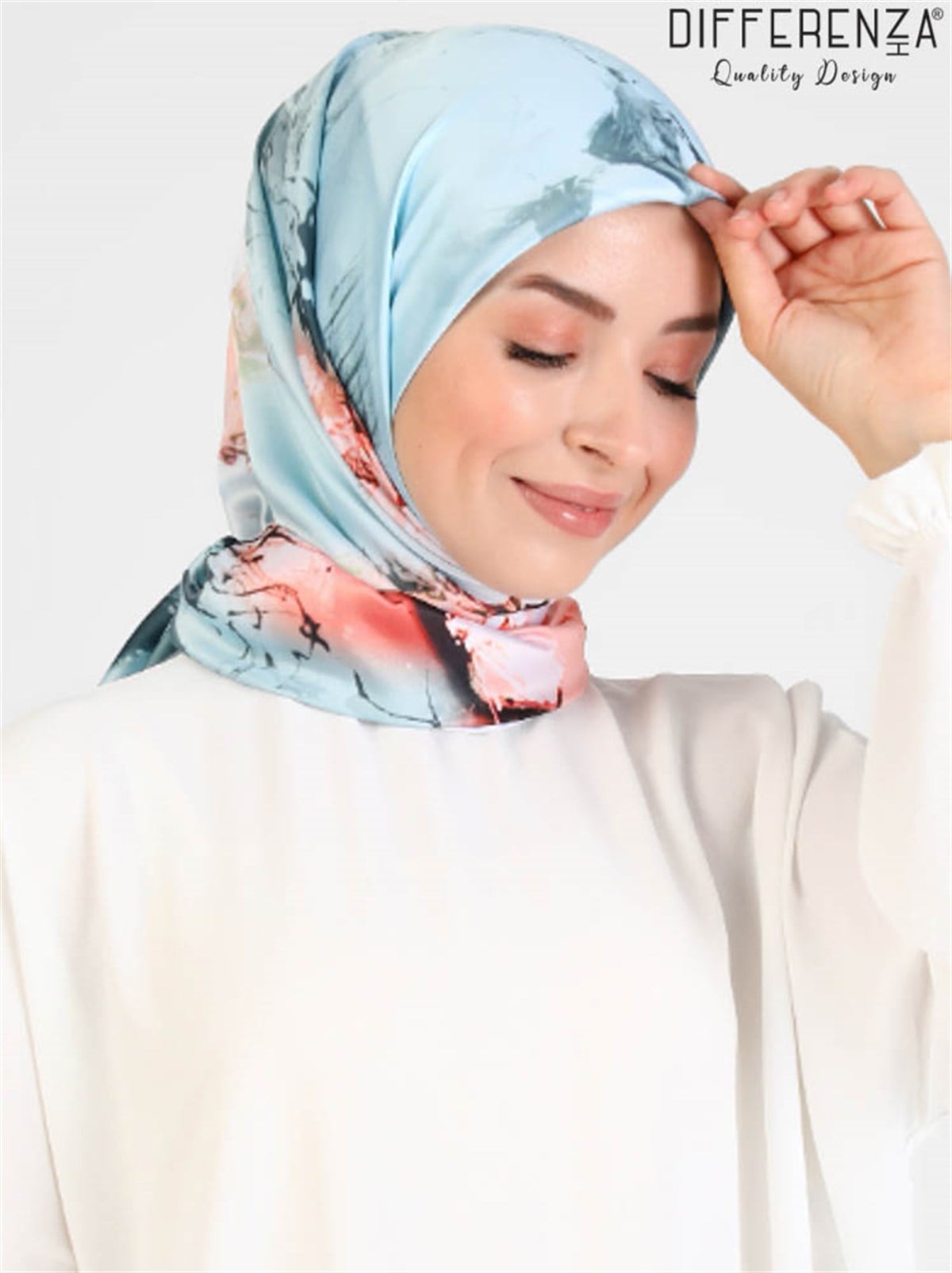 Rose Boyama Desenli Eşarp-Gri