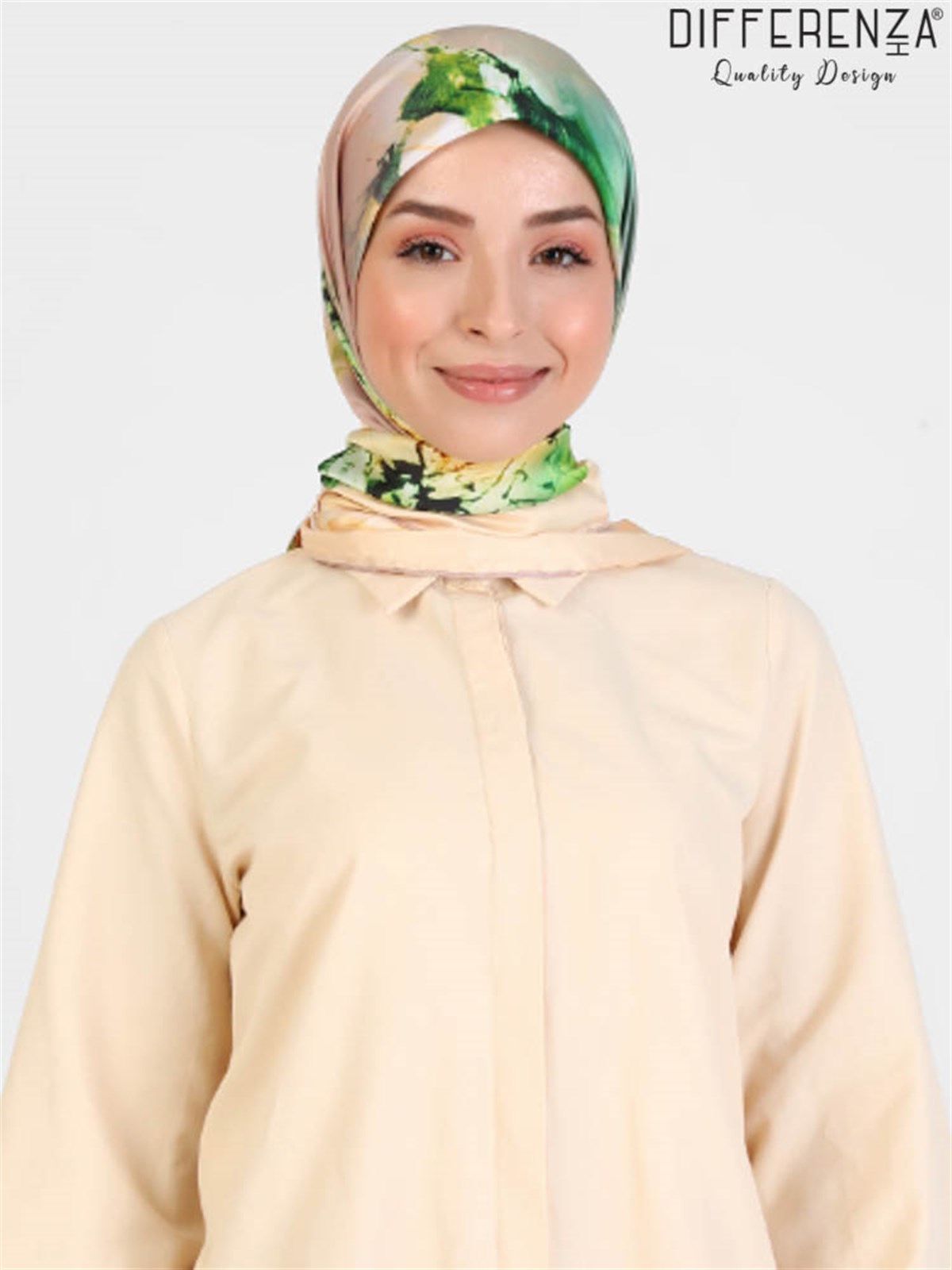 Rose Boyama Desenli Eşarp-Sarı