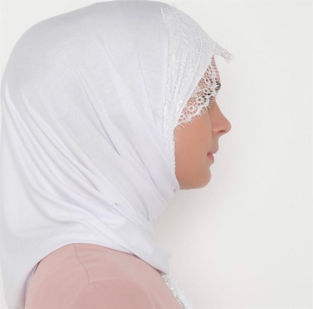 SAKALLI DANTEL ŞAL-Beyaz