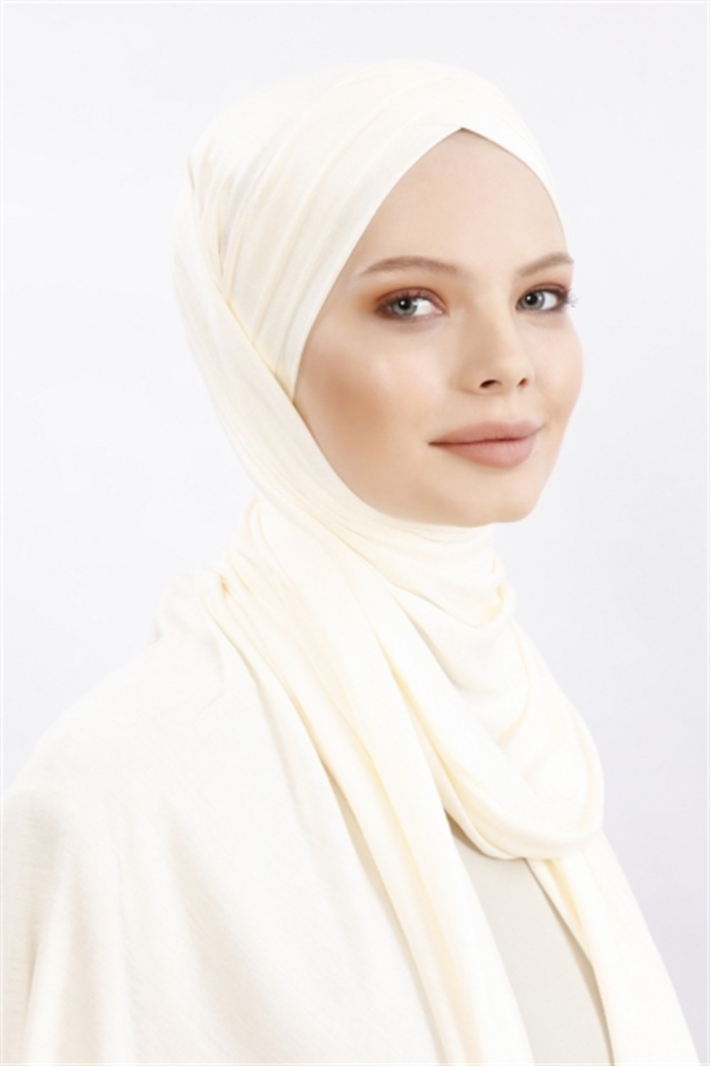 Üç Bant Penye Şal-Ekru