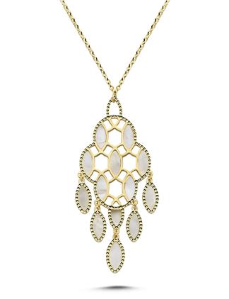 Çift Taraflı Sedefli Altın Kolye