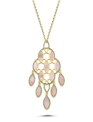 Çift Taraflı Sedefli Altın Kolye