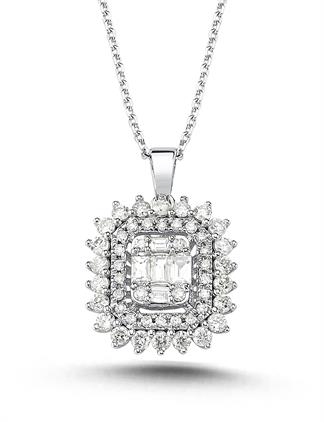 0,58 Karat Pırlantalı Baget Kolye