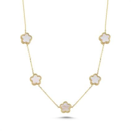 Çift Taraflı Sedefli Altın Kolye