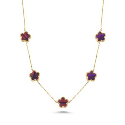 Çift Taraflı Sedefli Altın Kolye