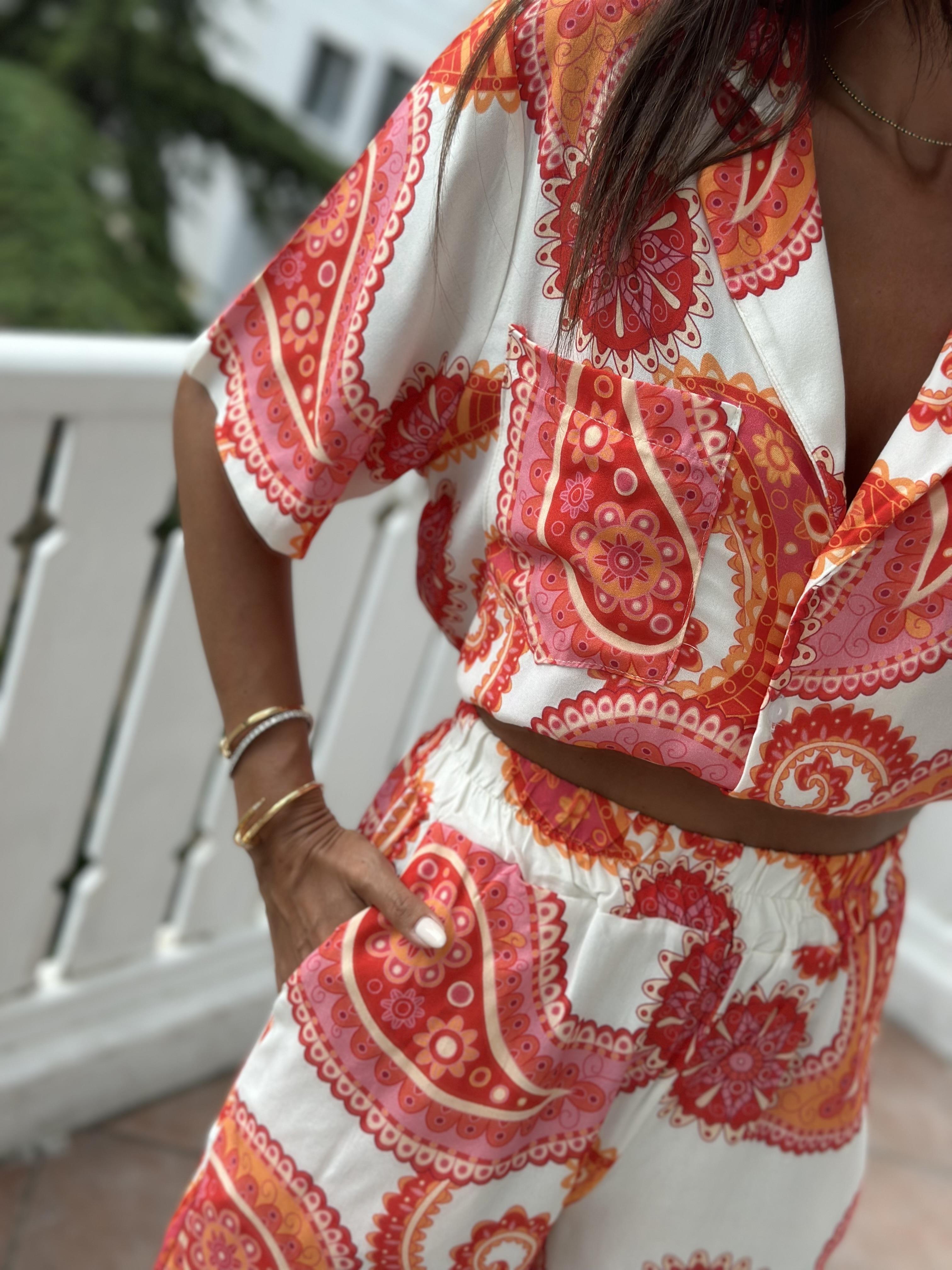 Şal Desen Kadın Takım Turuncu