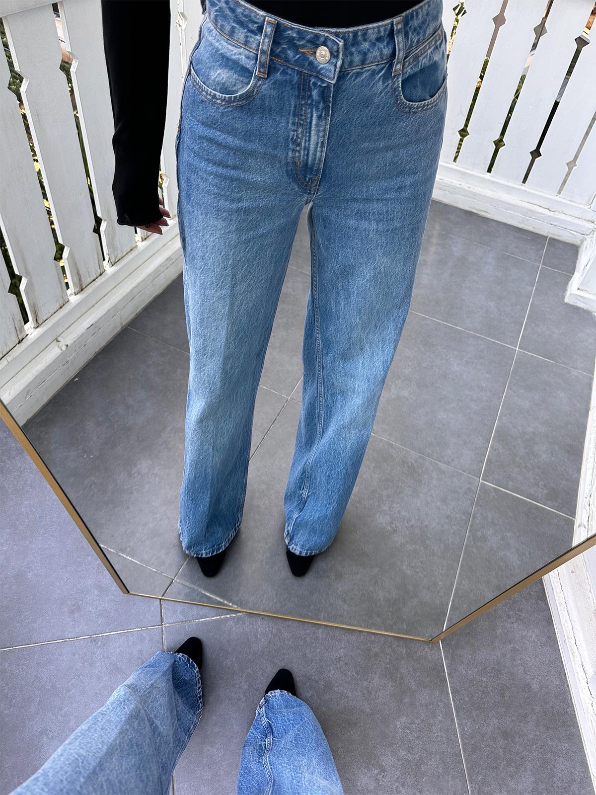 Açık Mavi Düz Denim Kadın Palazzo