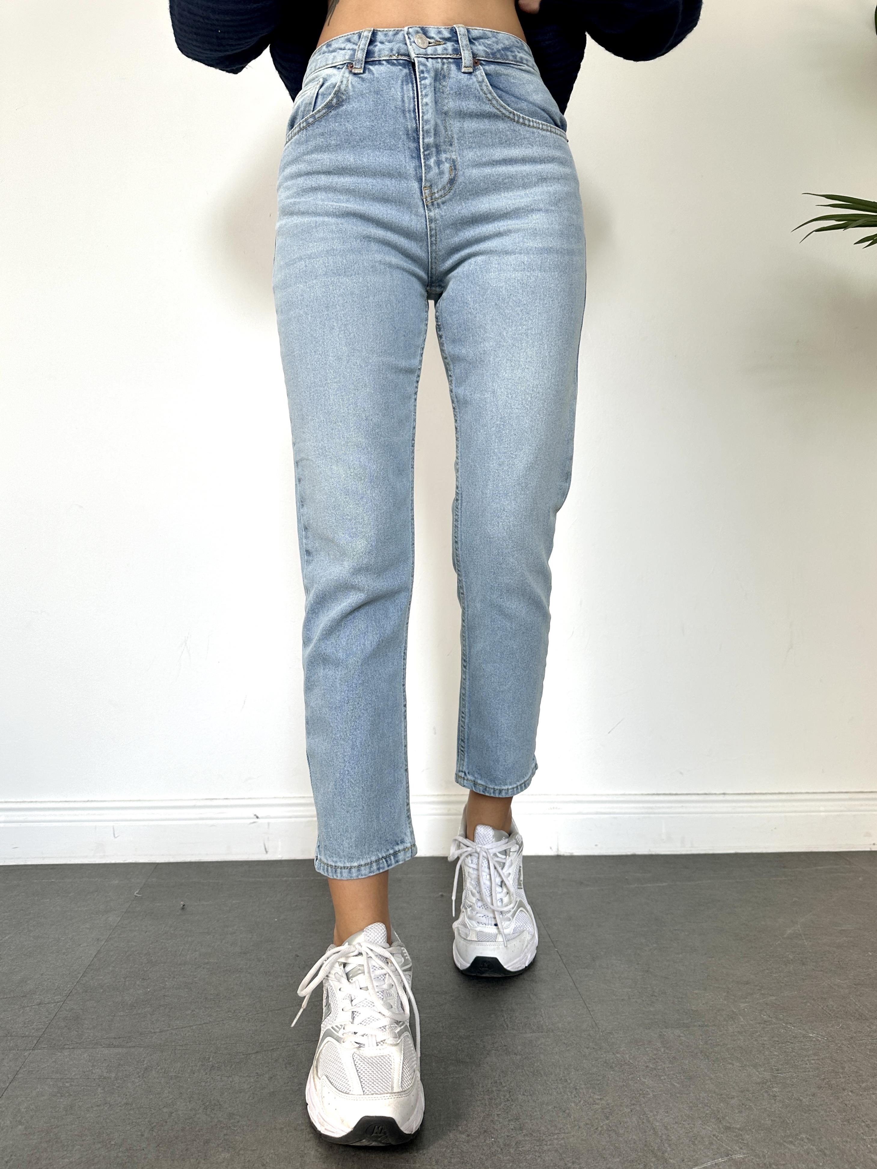 Açık Mavi Mom Fit Jean Pantolon