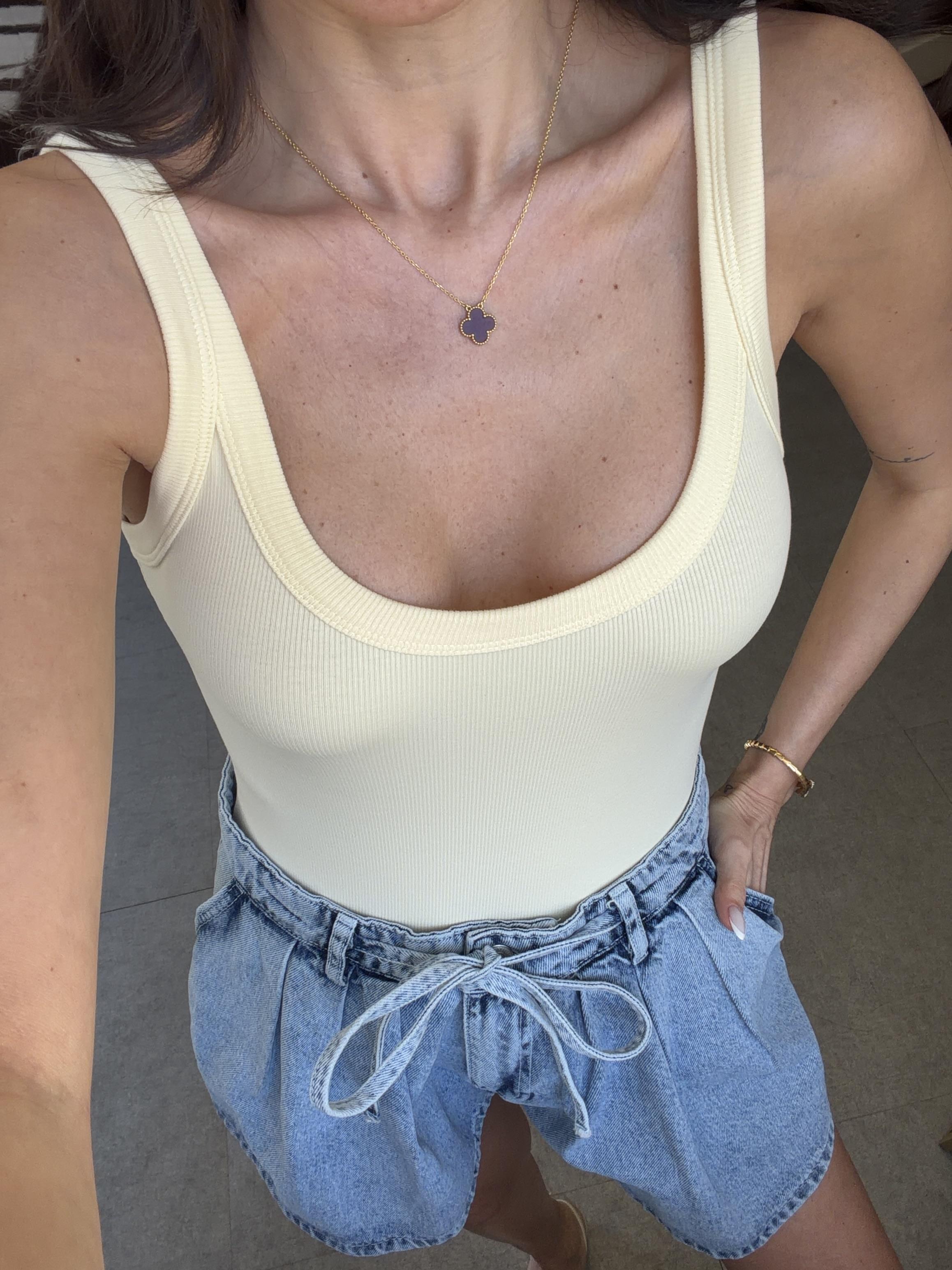 Açık Sarı Askılı Bodysuit