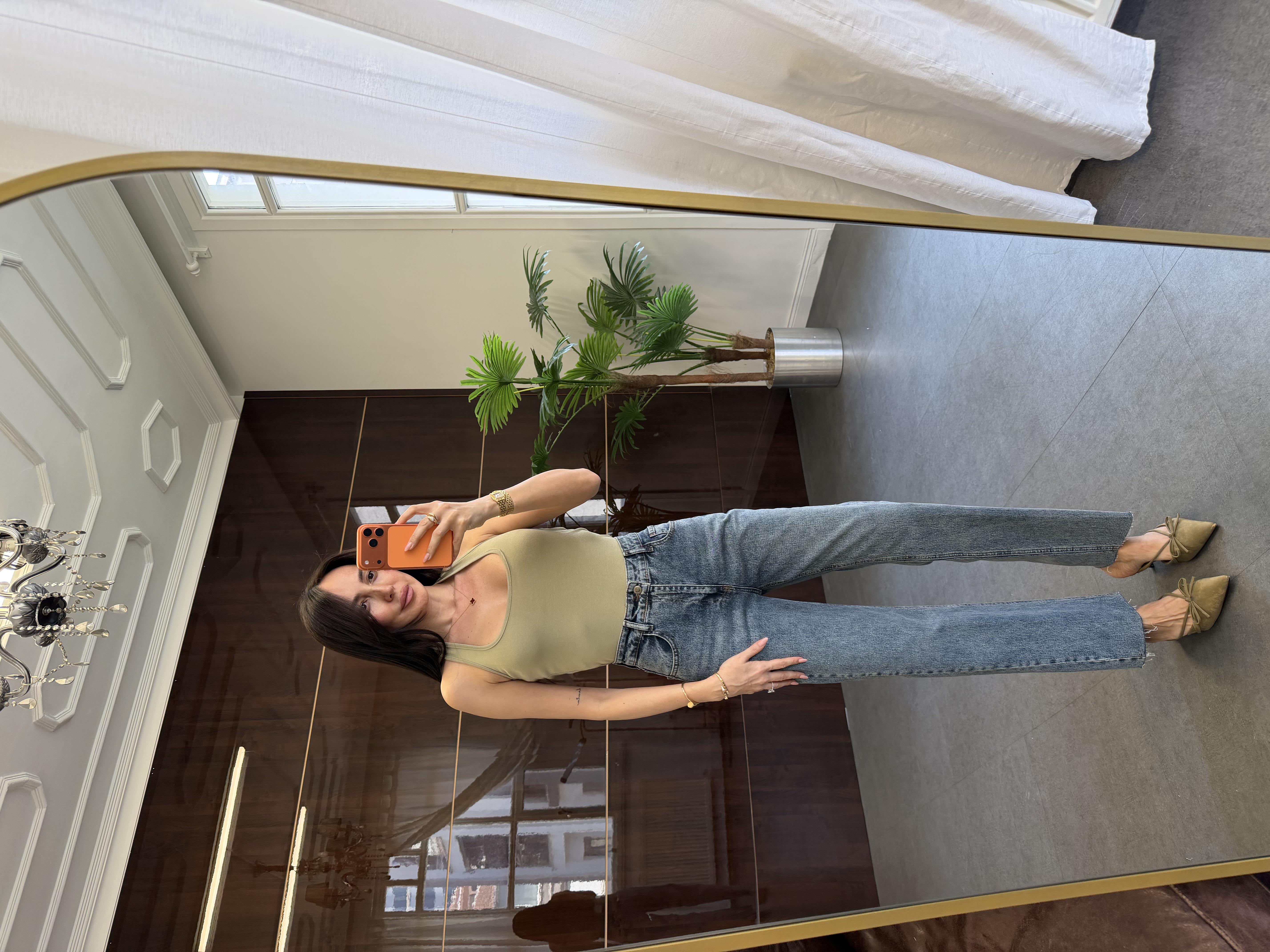 Adaçayı Halter Kesim Fitted Bluz