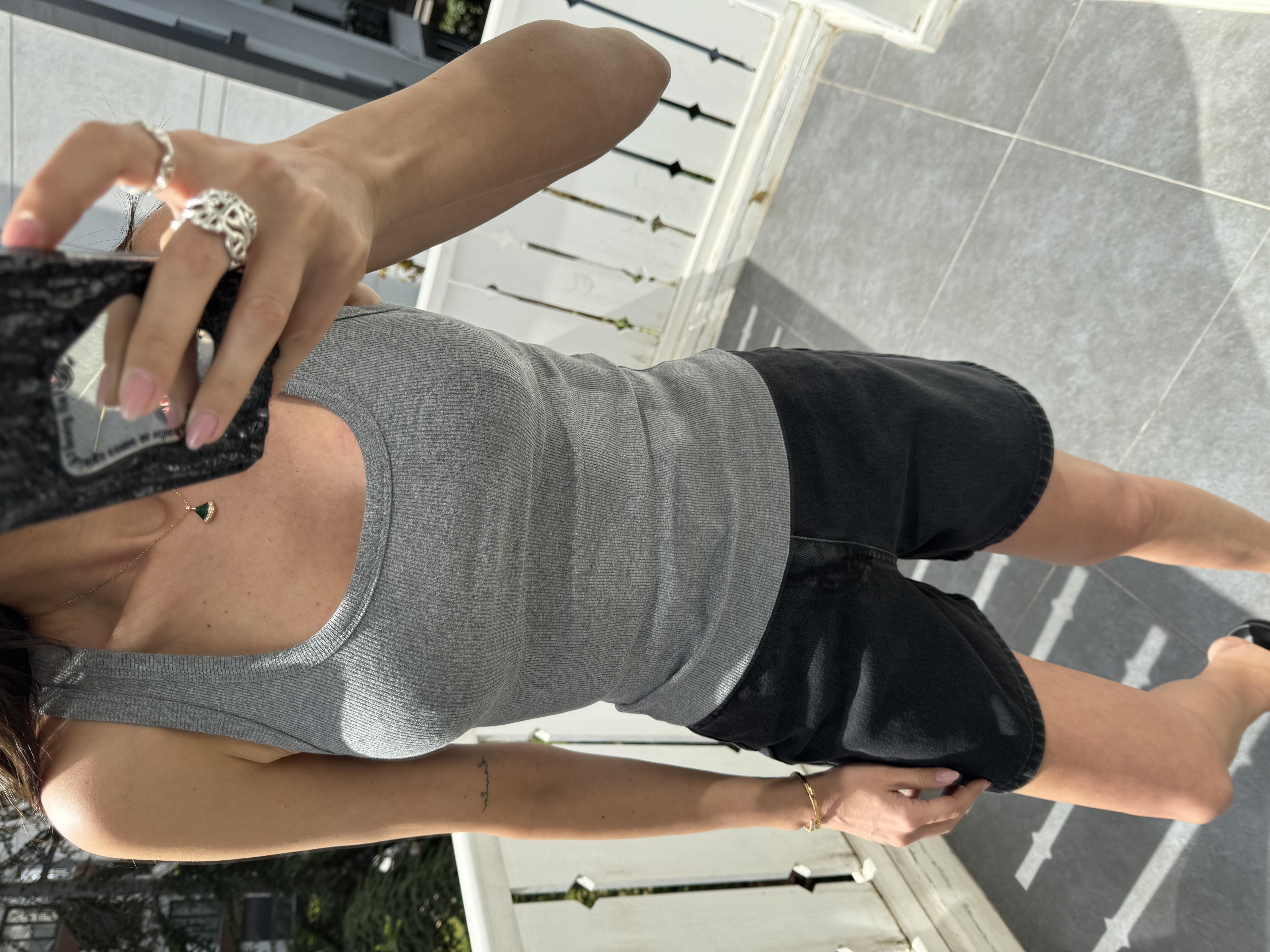 Antrasit Fitilli Kalın Askılı Atlet Bluz