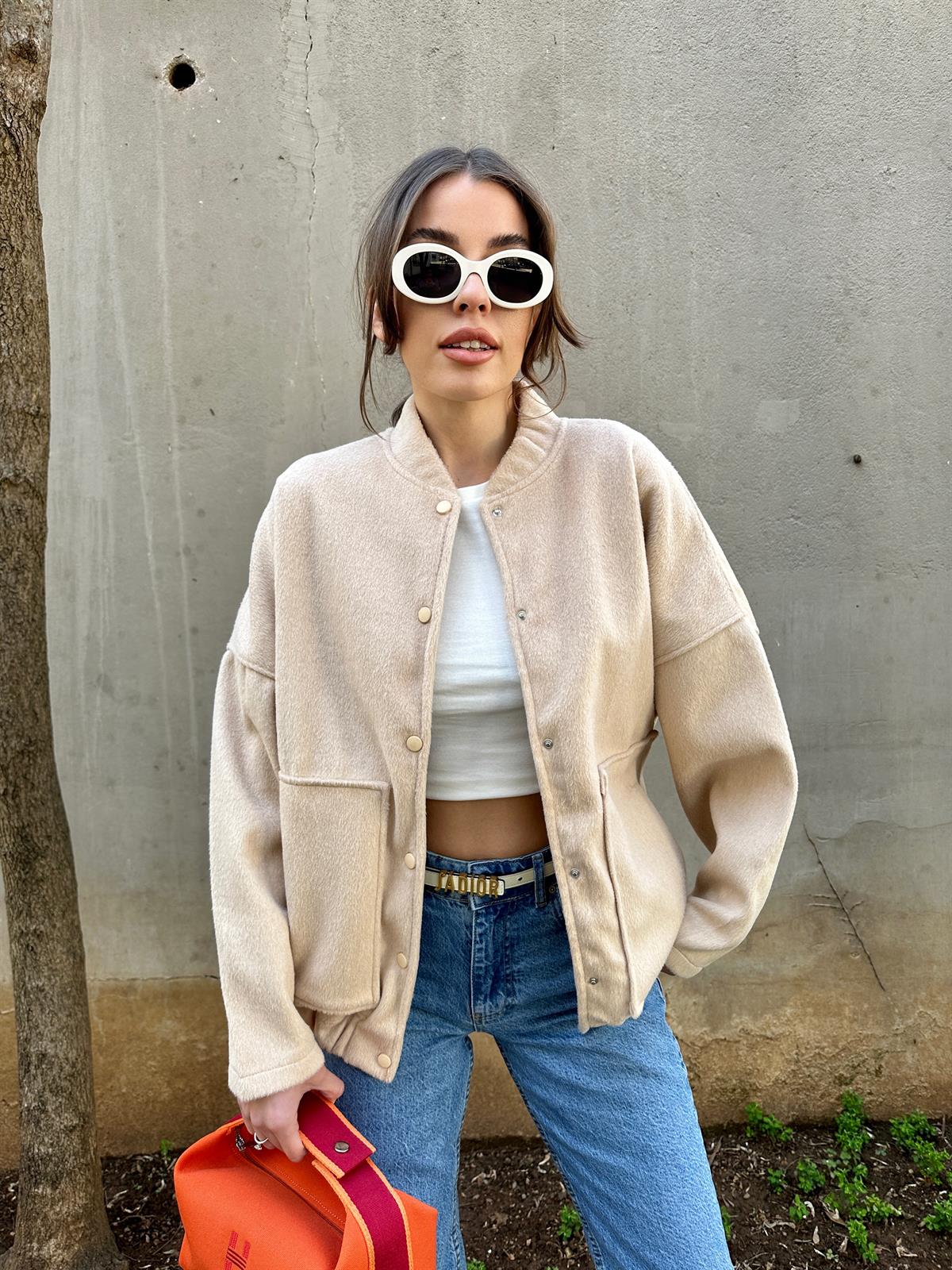 Bej Bomber Ceket