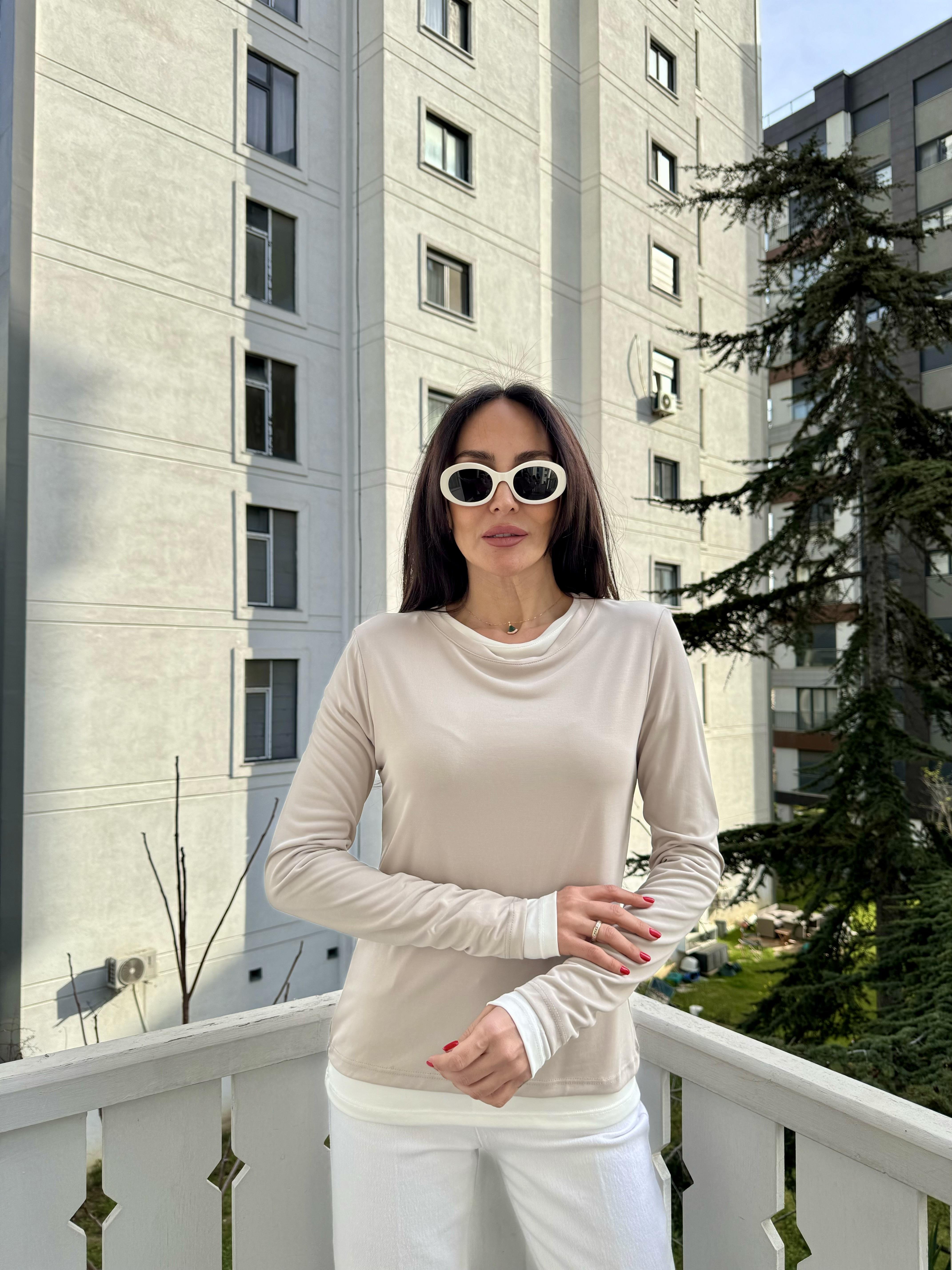 Bej Double Layer Bluz