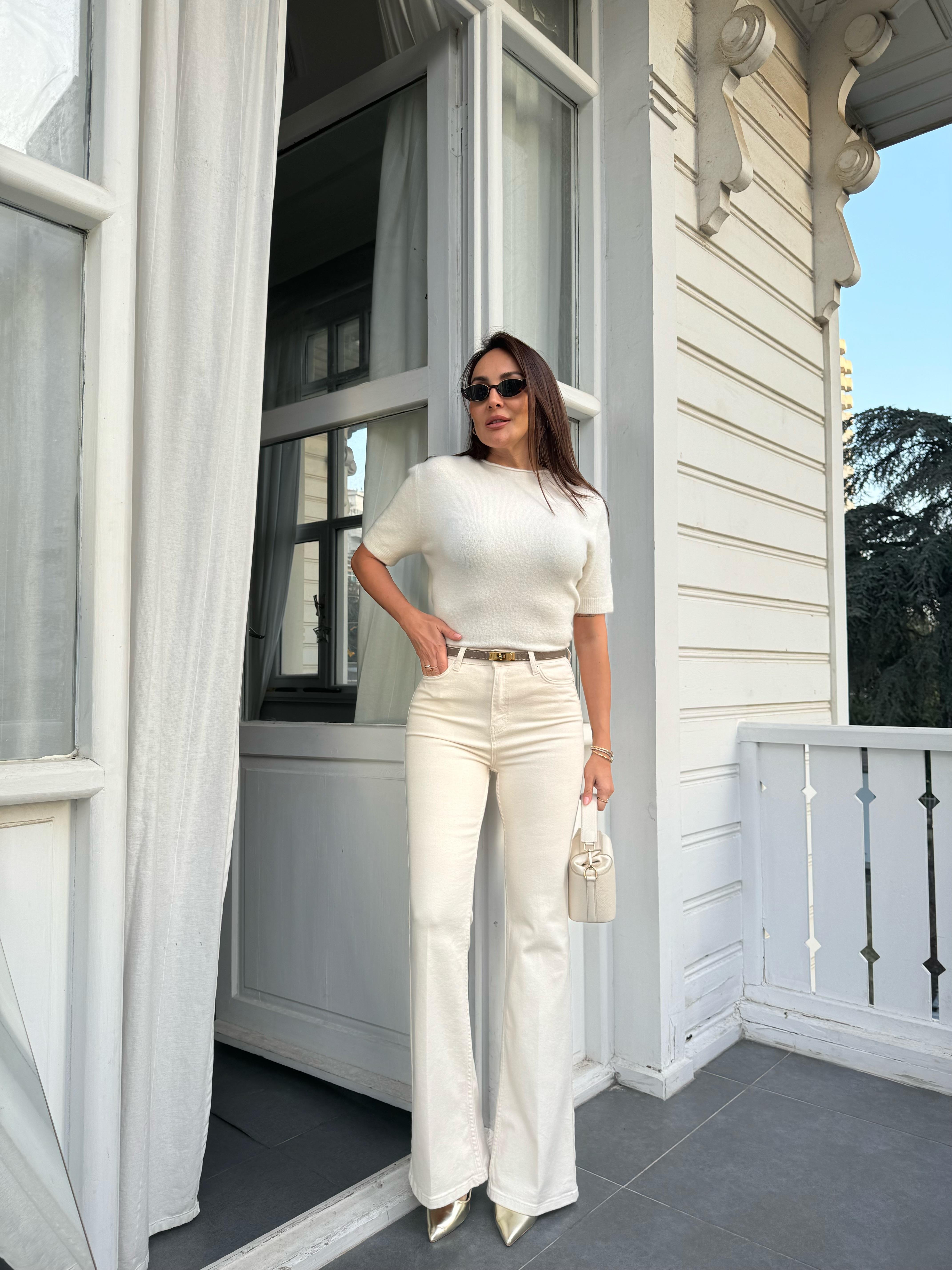 Bej İspanyol Paça Denim