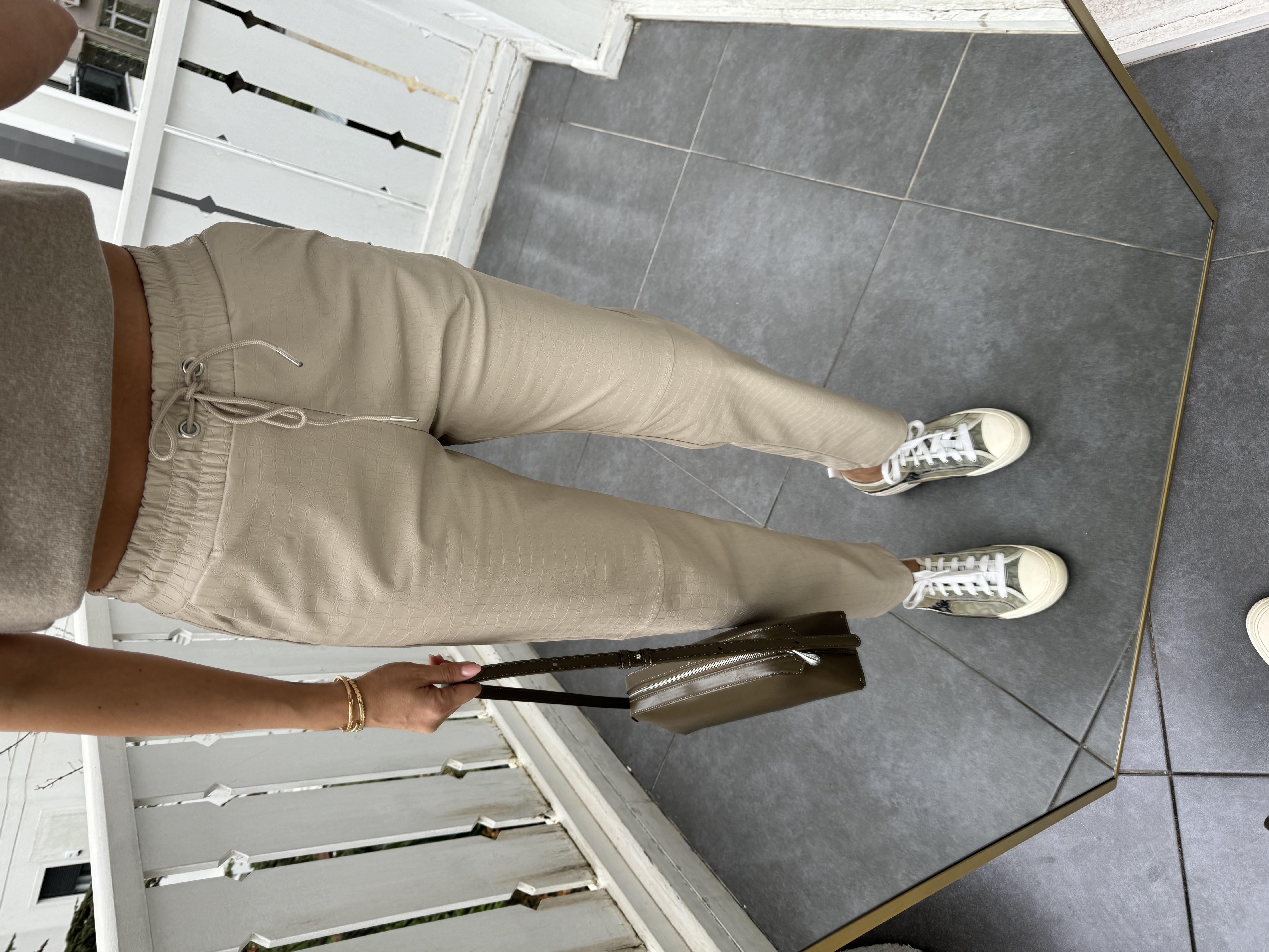 Bej Krokodil Deri Pantolobn