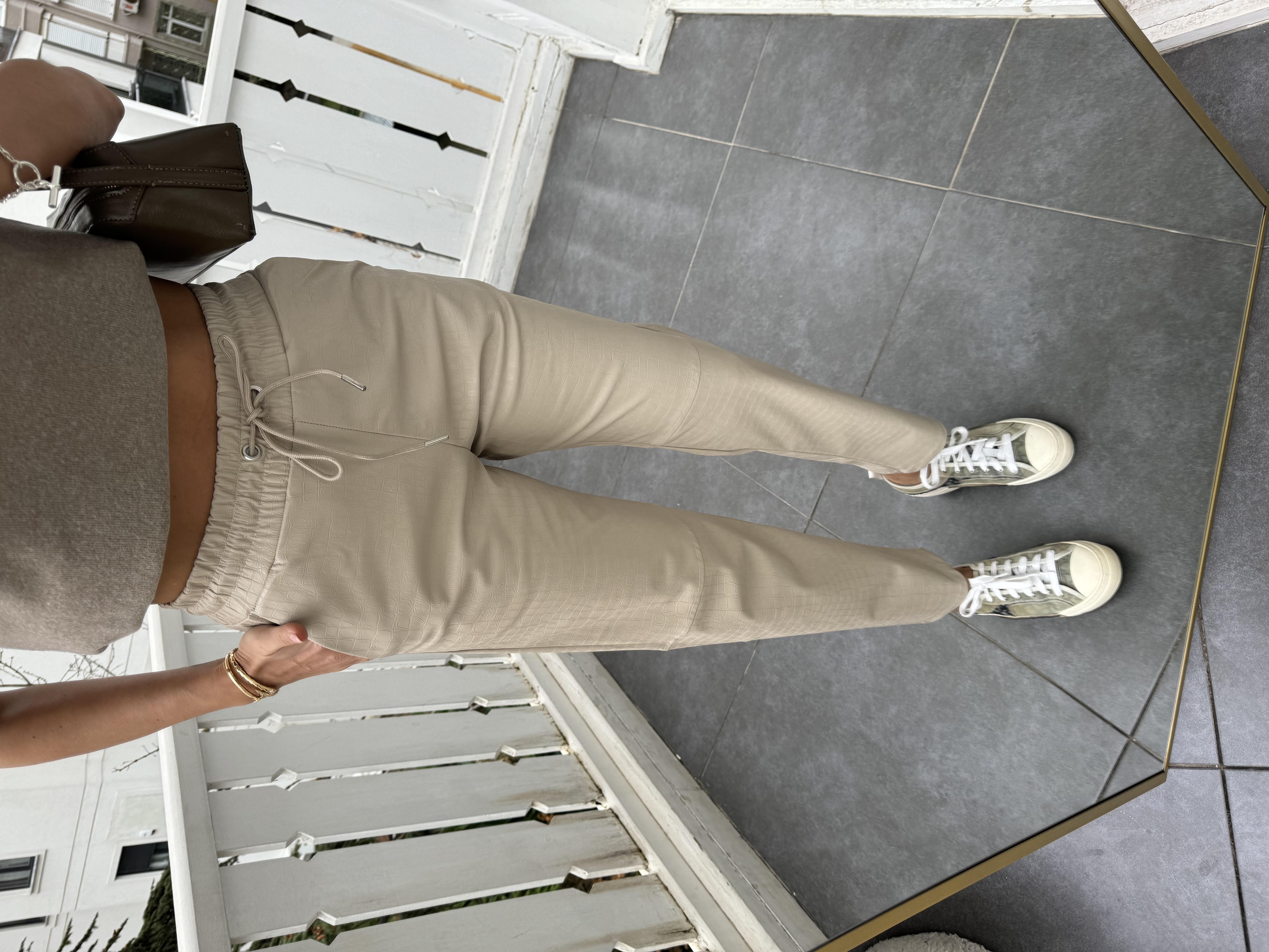 Bej Krokodil Deri Pantolobn