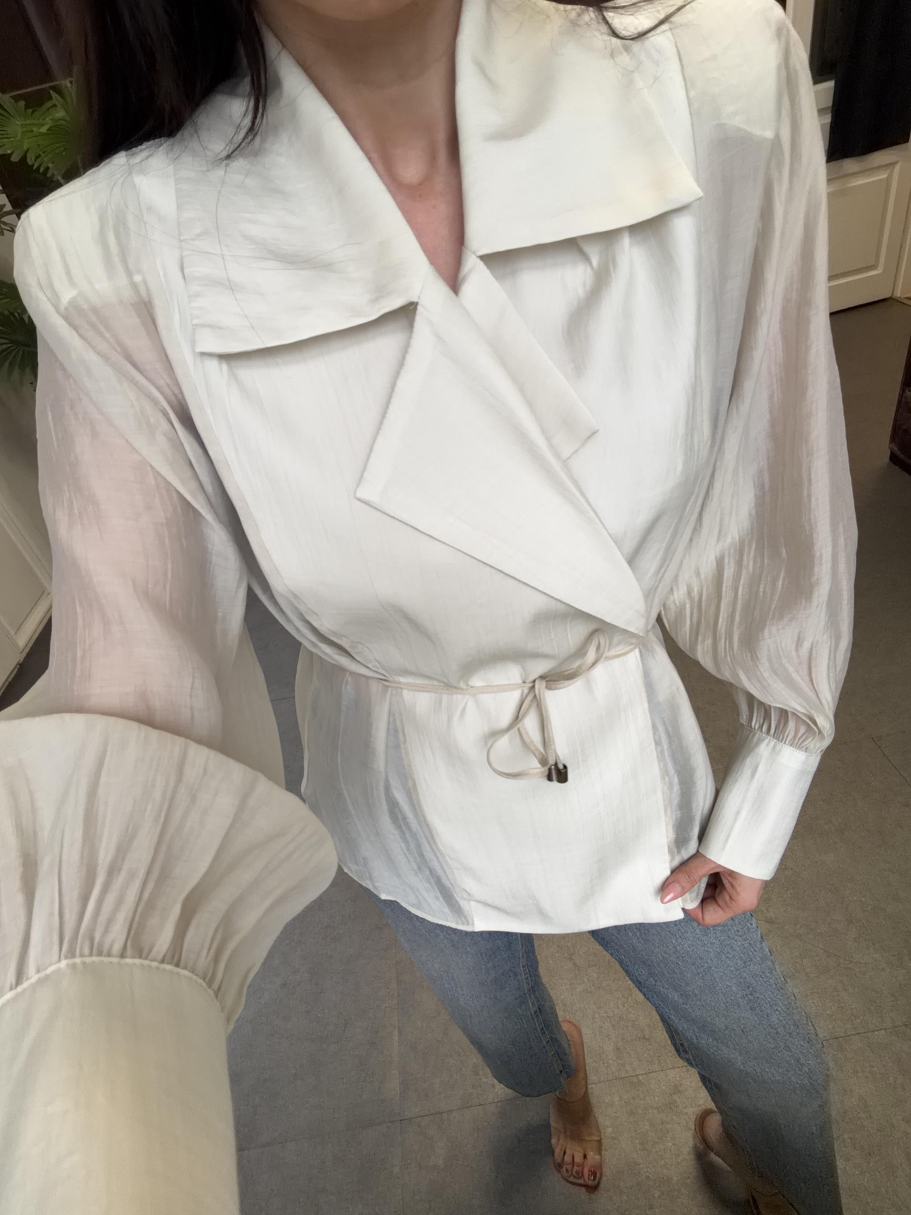 Bej Kruvaze Kesim Gömlek Ceket