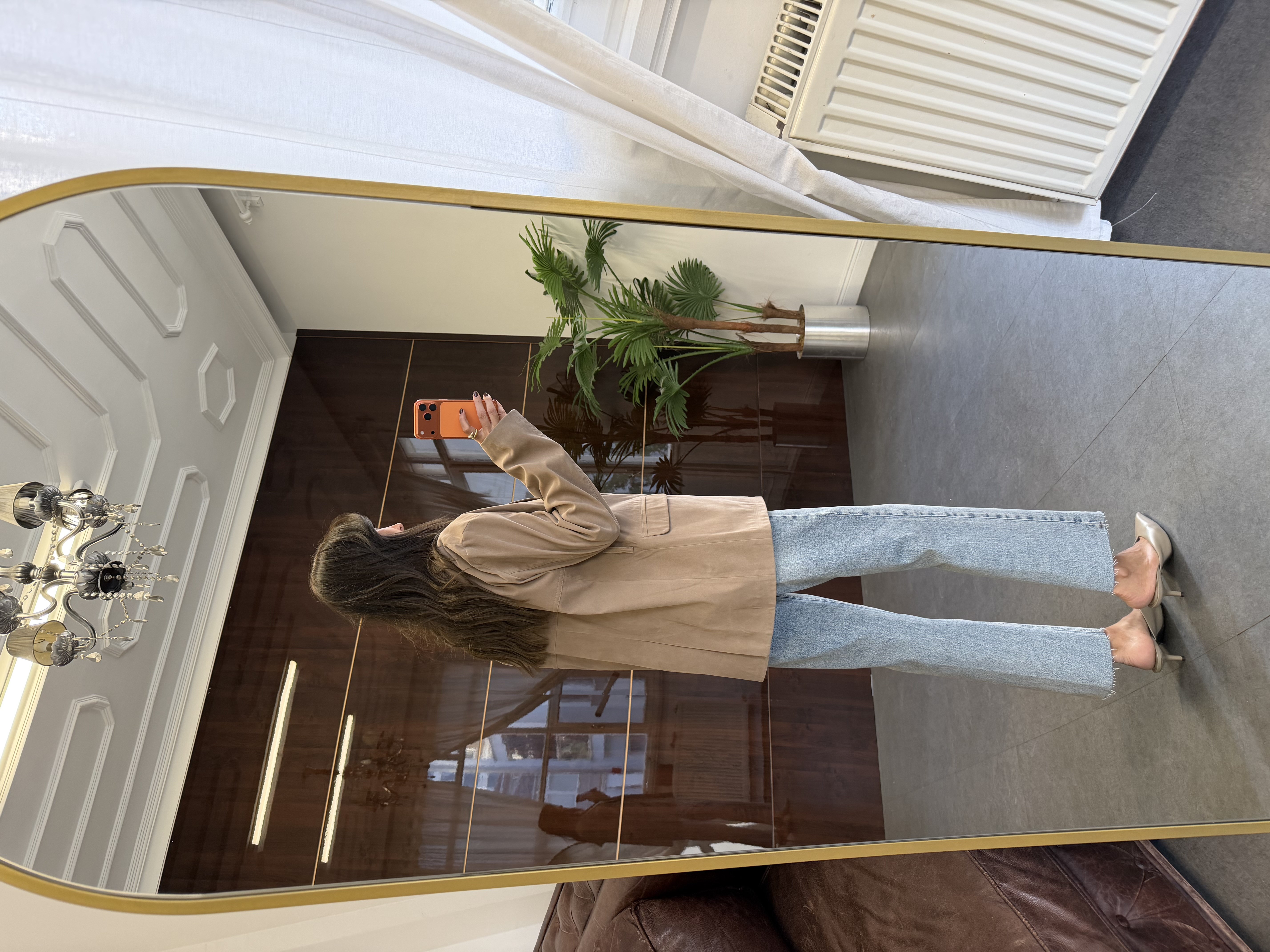 Bej Kuşaklı Süet Blazer Ceket