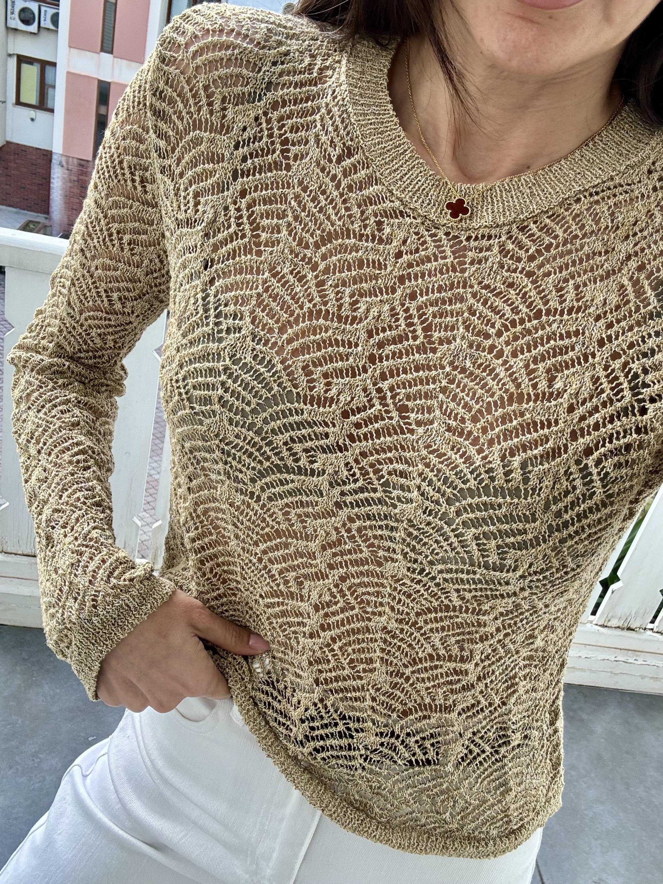 Bej Merserize Delikli Triko