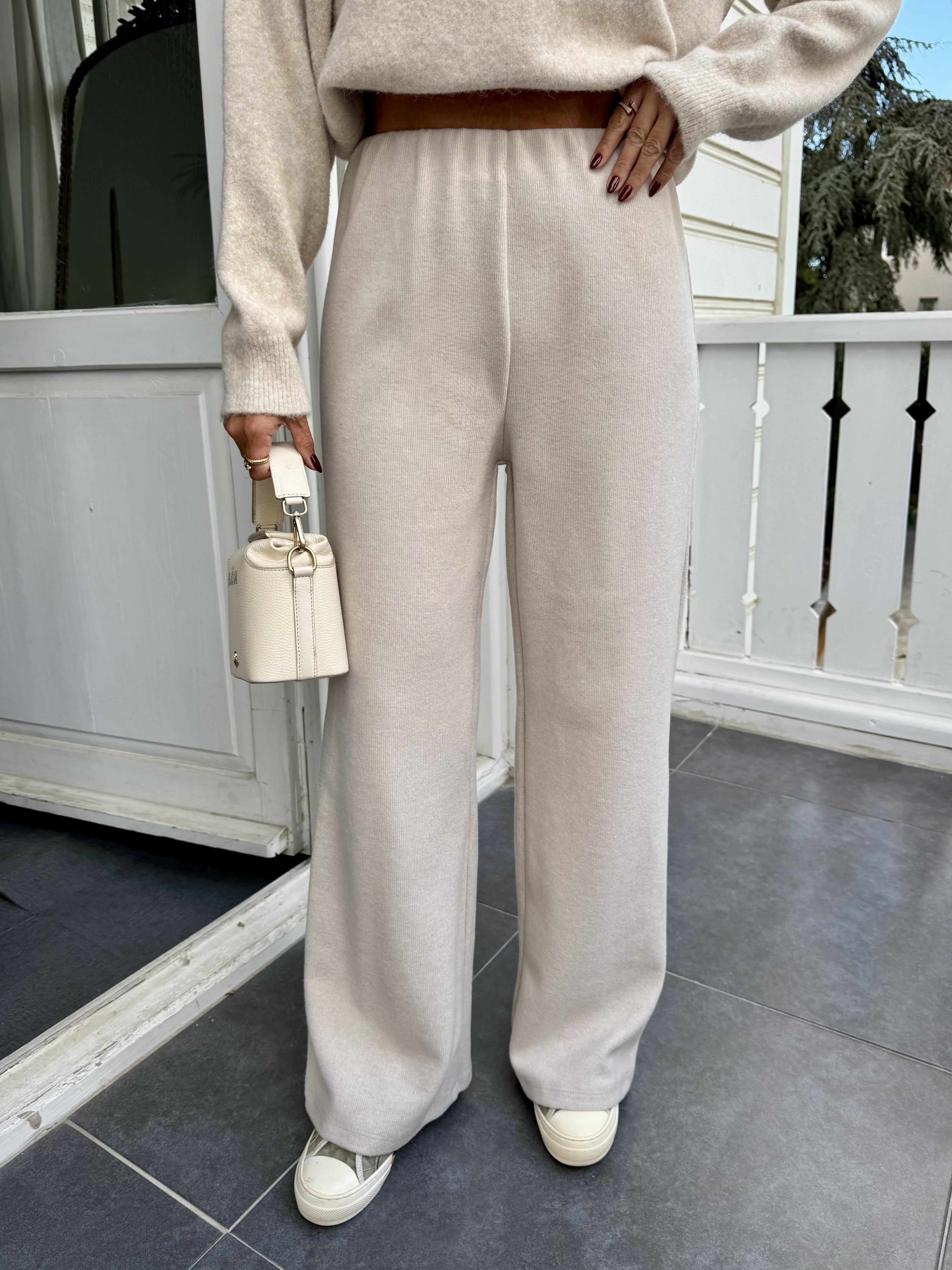 Bej Soft Doku Bol Paça Pantolon