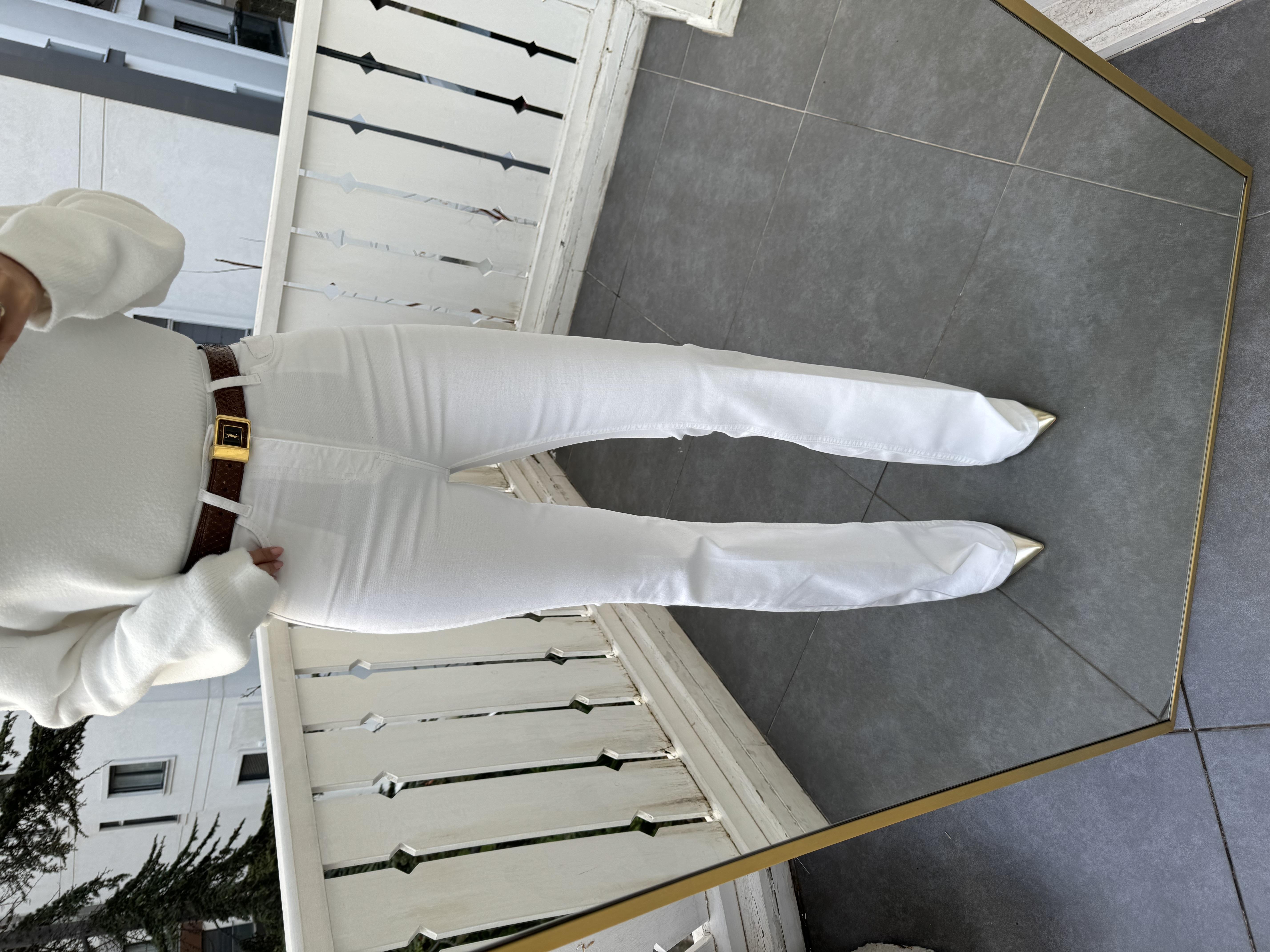 Beyaz İspanyol Paça Denim