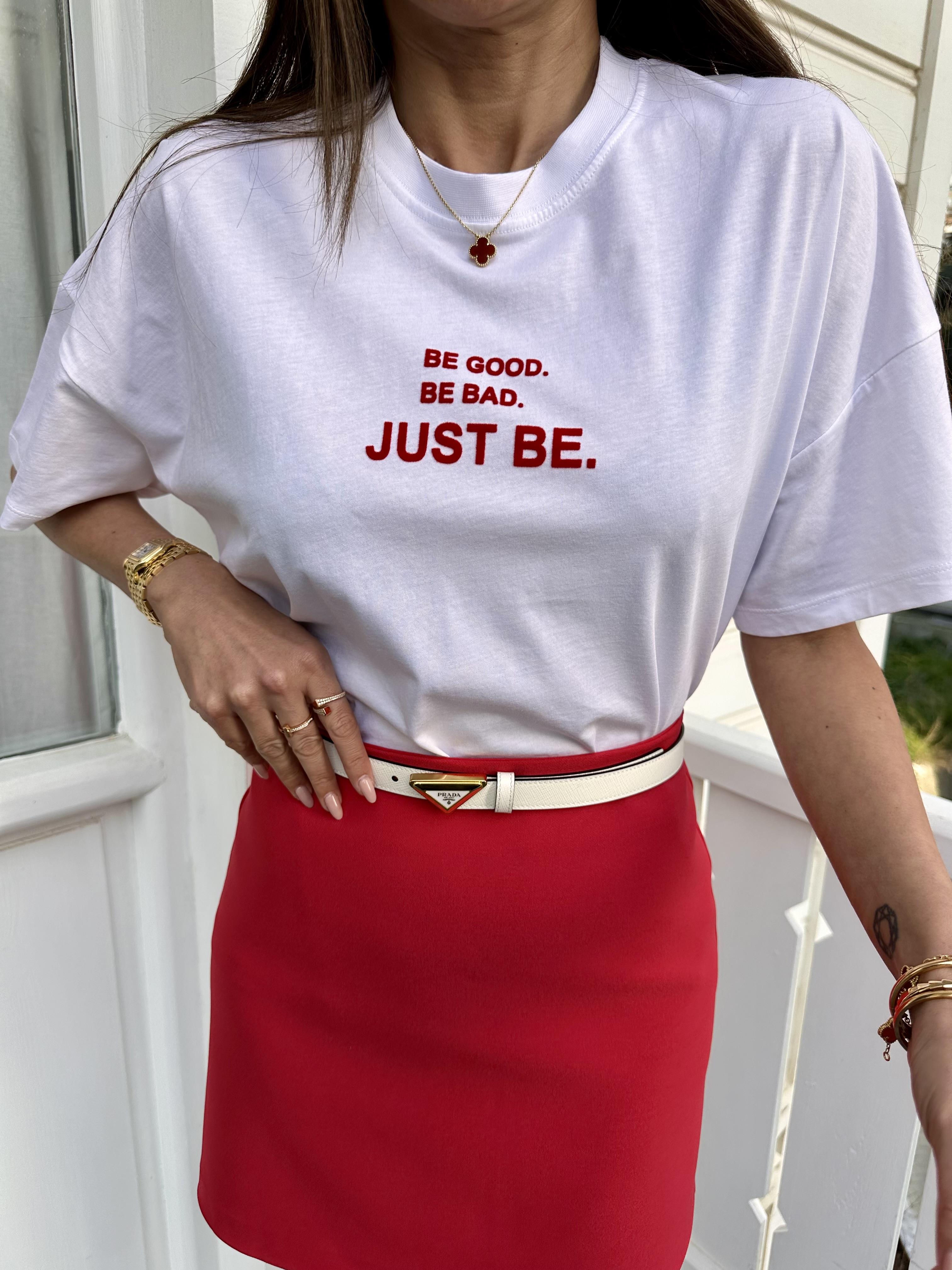 Beyaz Just Be Tshirt
