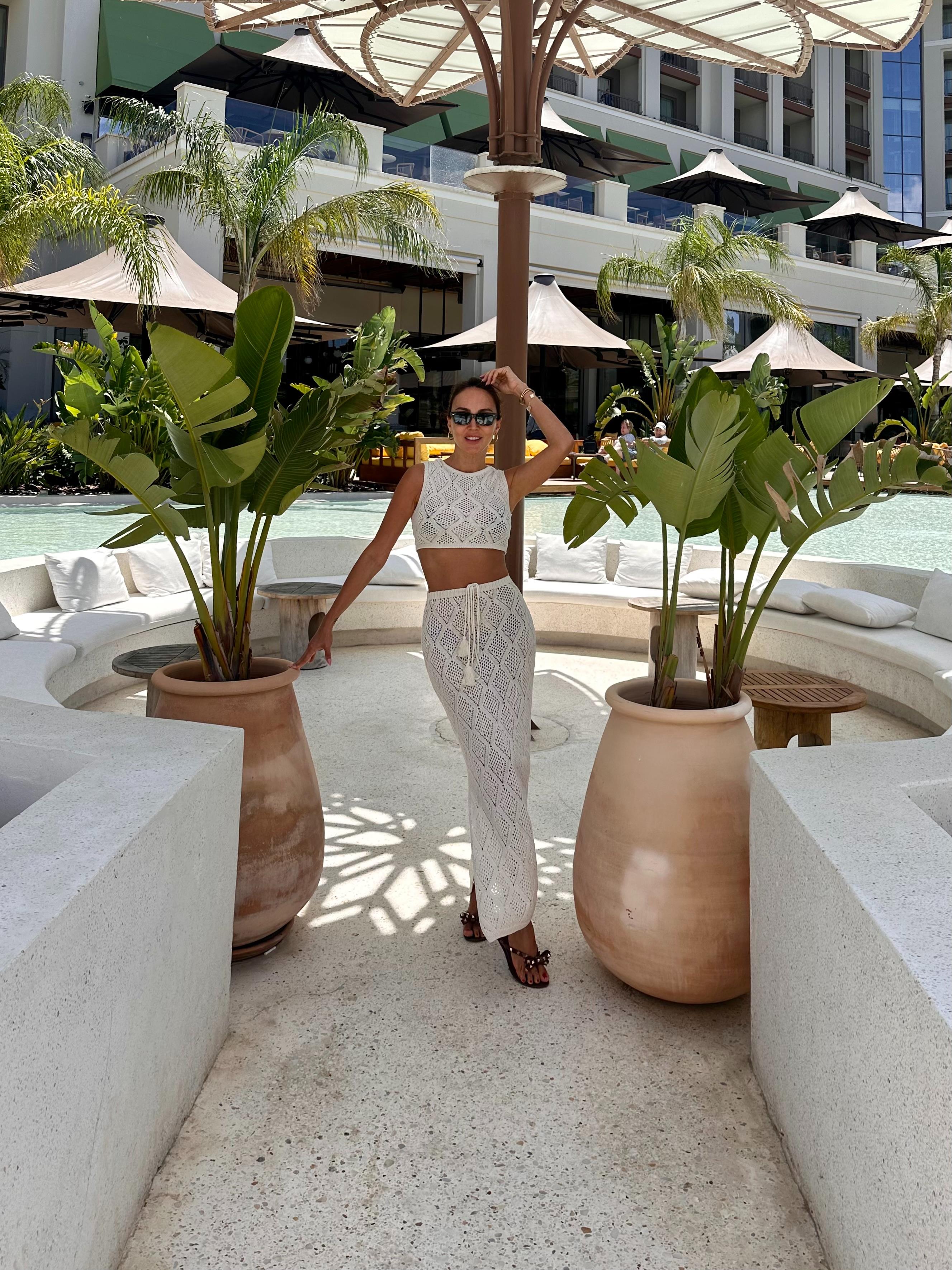 Beyaz Merserize Crop Etek Takım