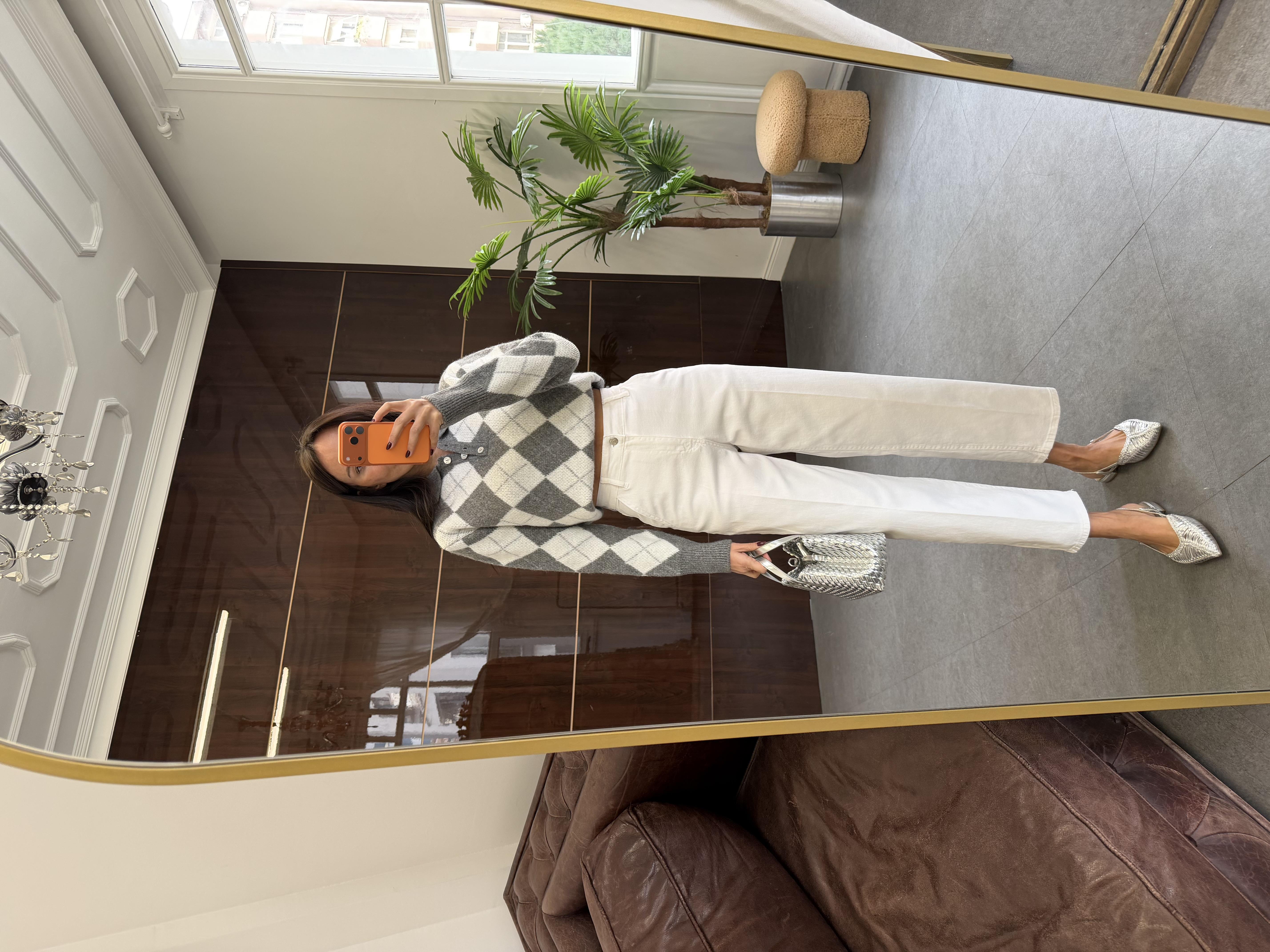 Beyaz Skater Ütü İzli Rins Yıkama Jean