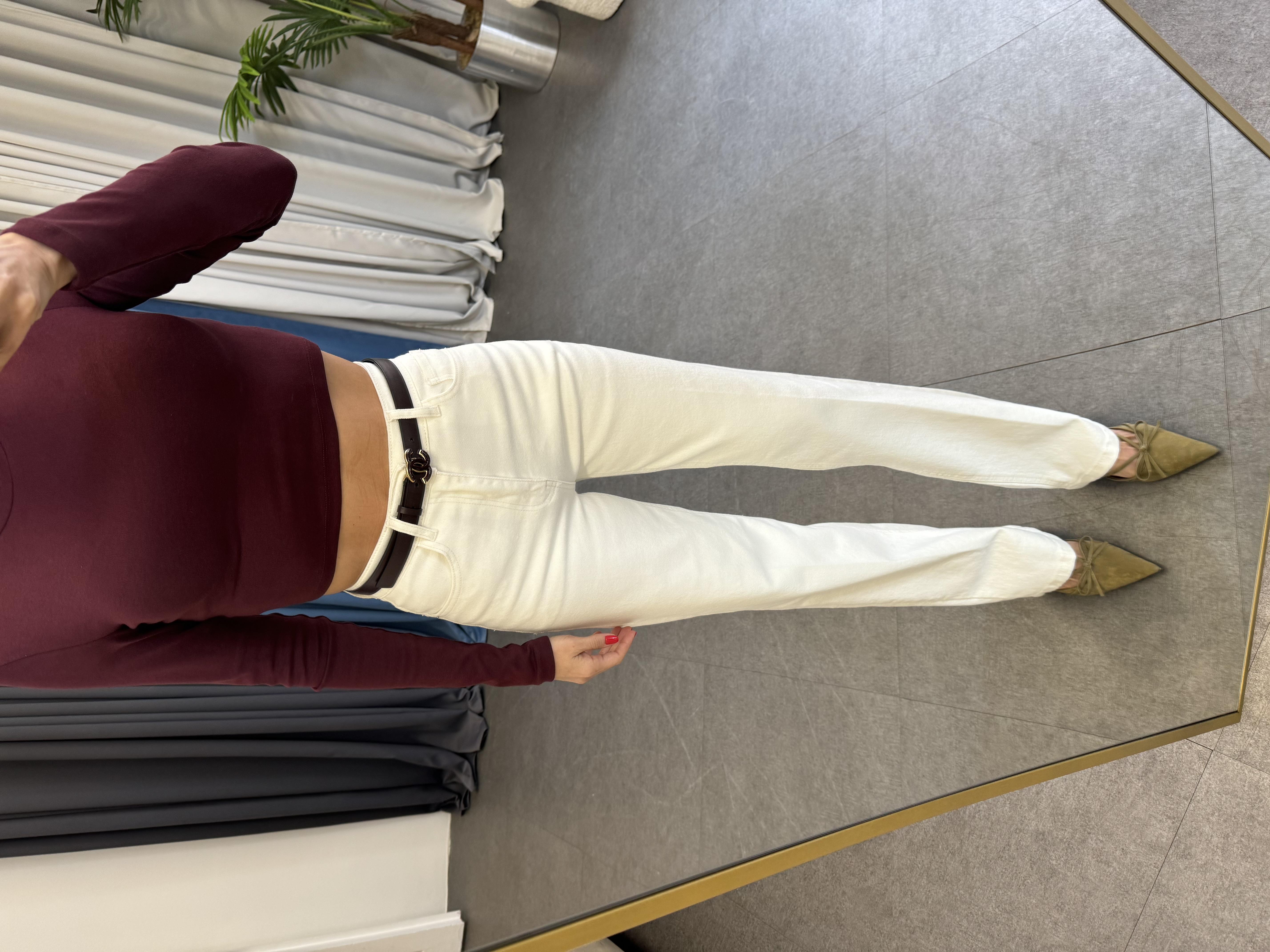 Beyaz Straight Jean Pantolon