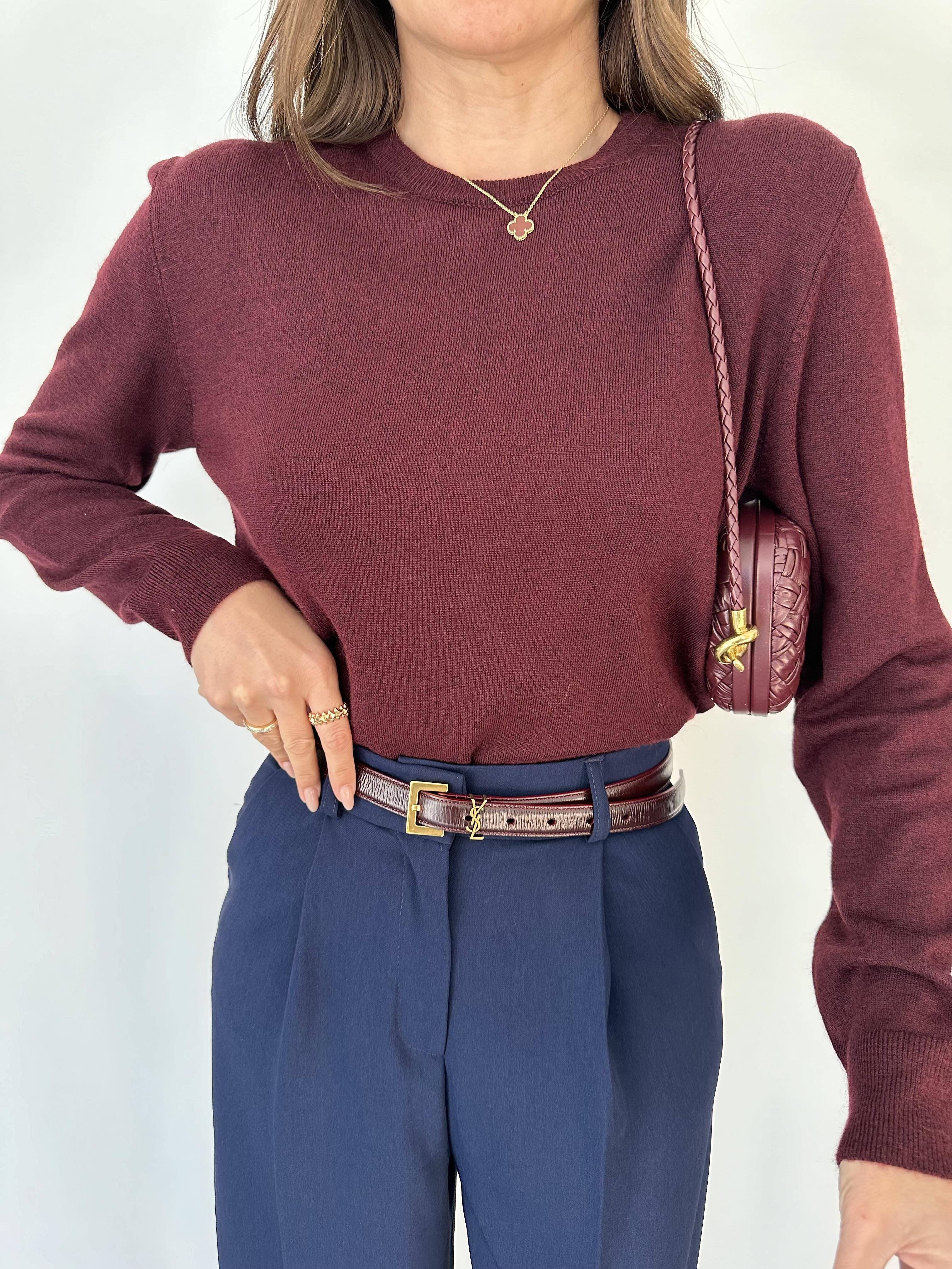 Bordo Bisiklet Yaka Basic Triko