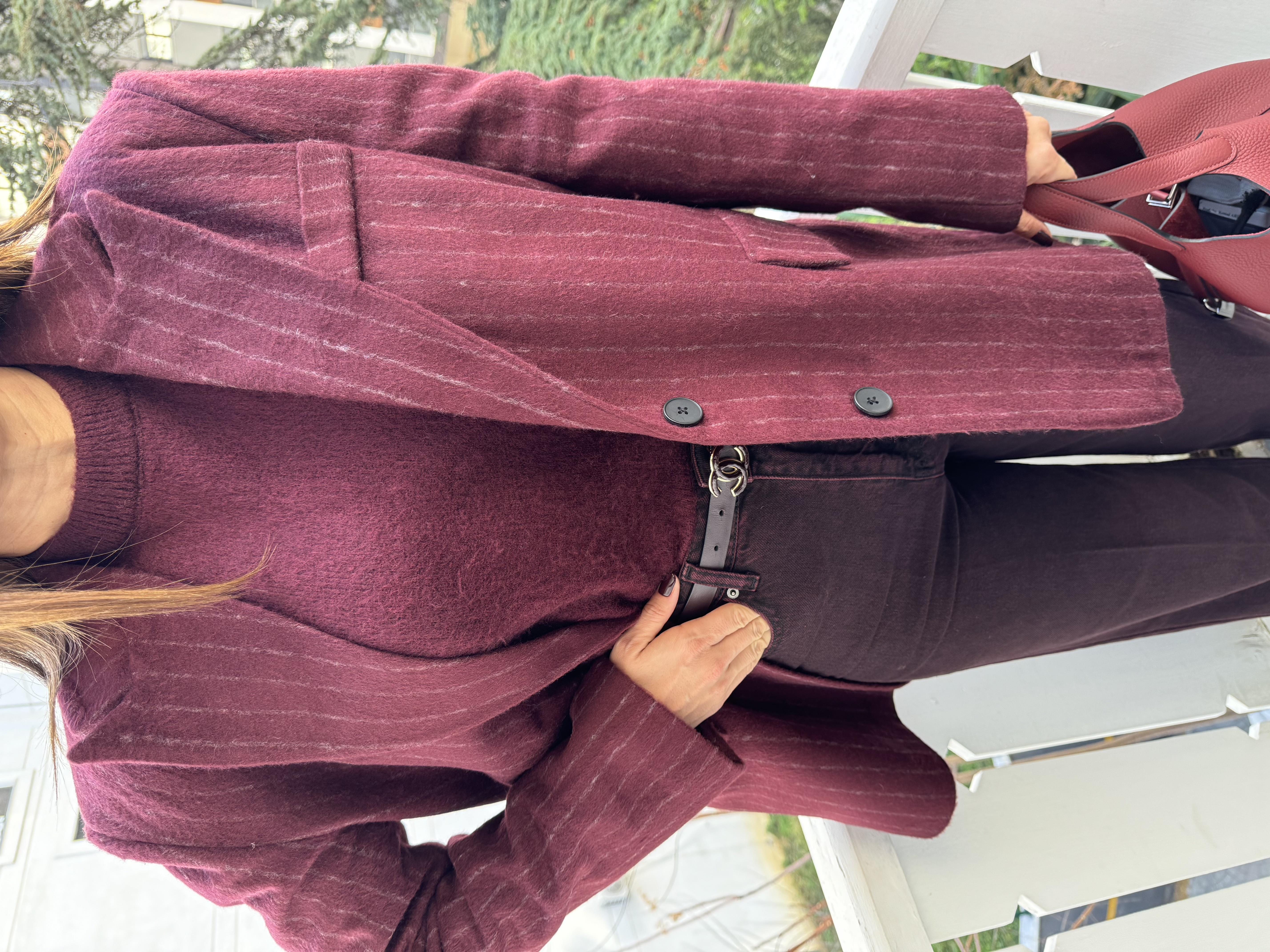 Bordo Chandler Çizgili Ceket