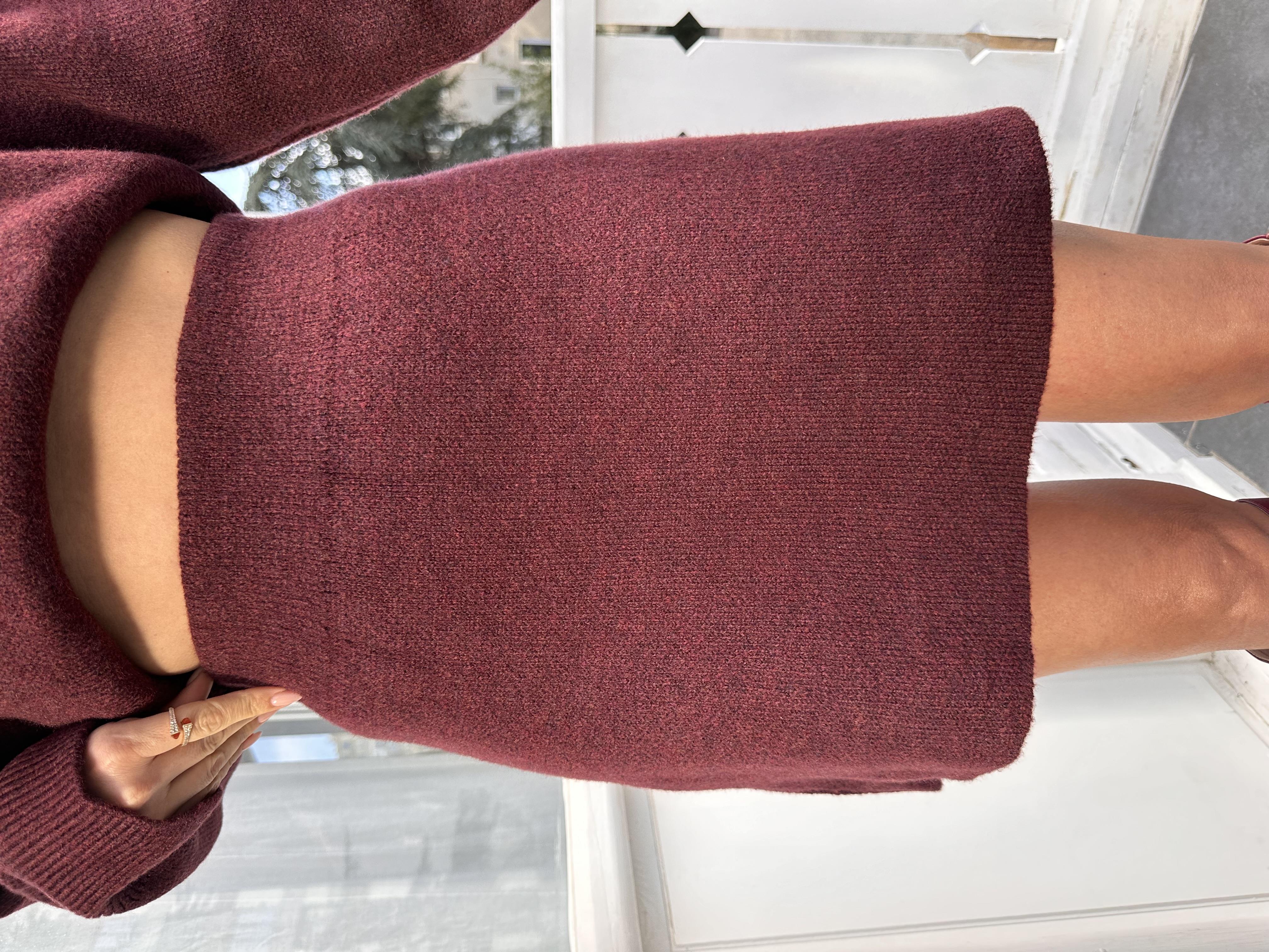 Bordo Etekli Triko Takım