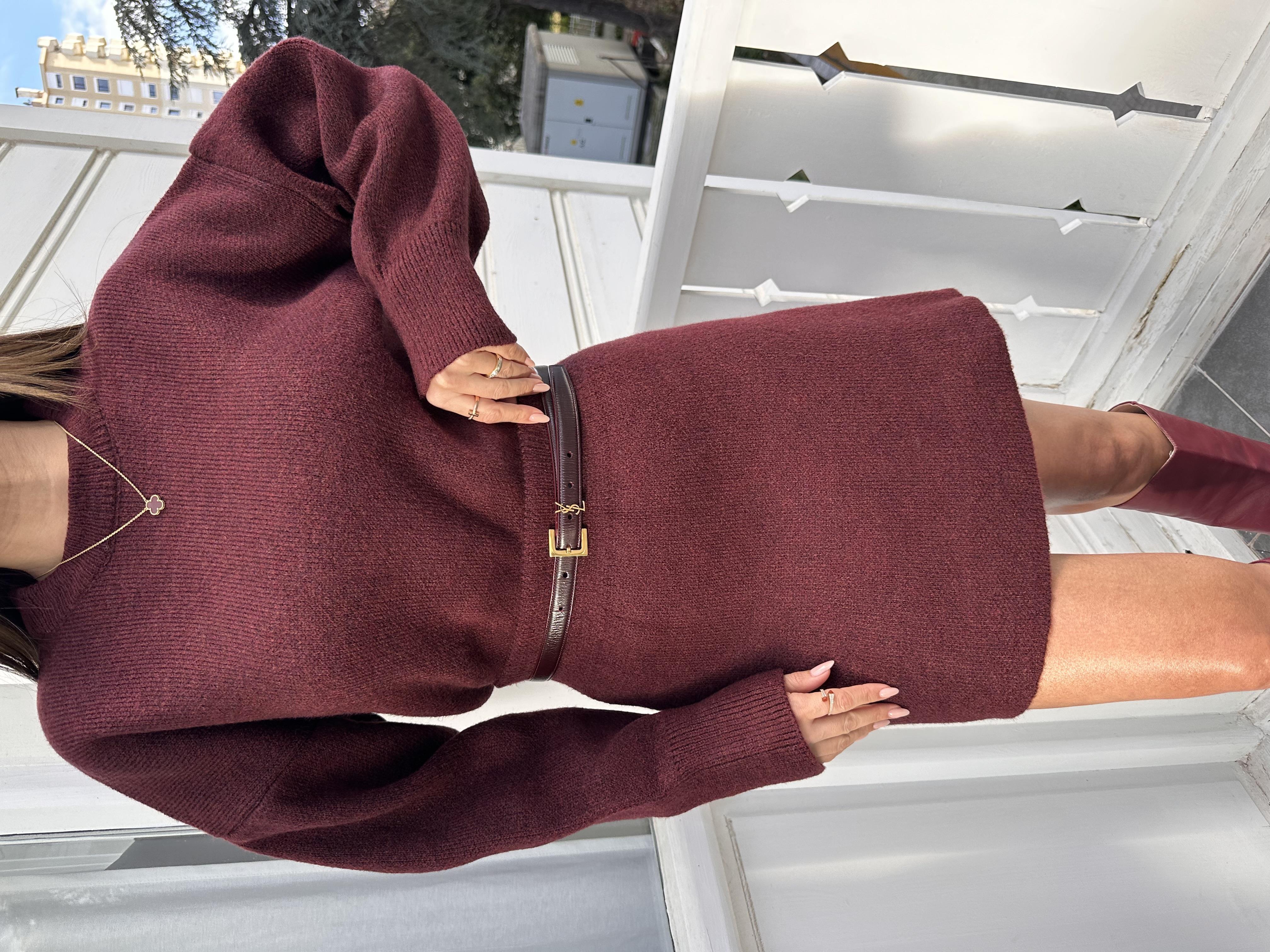 Bordo Etekli Triko Takım