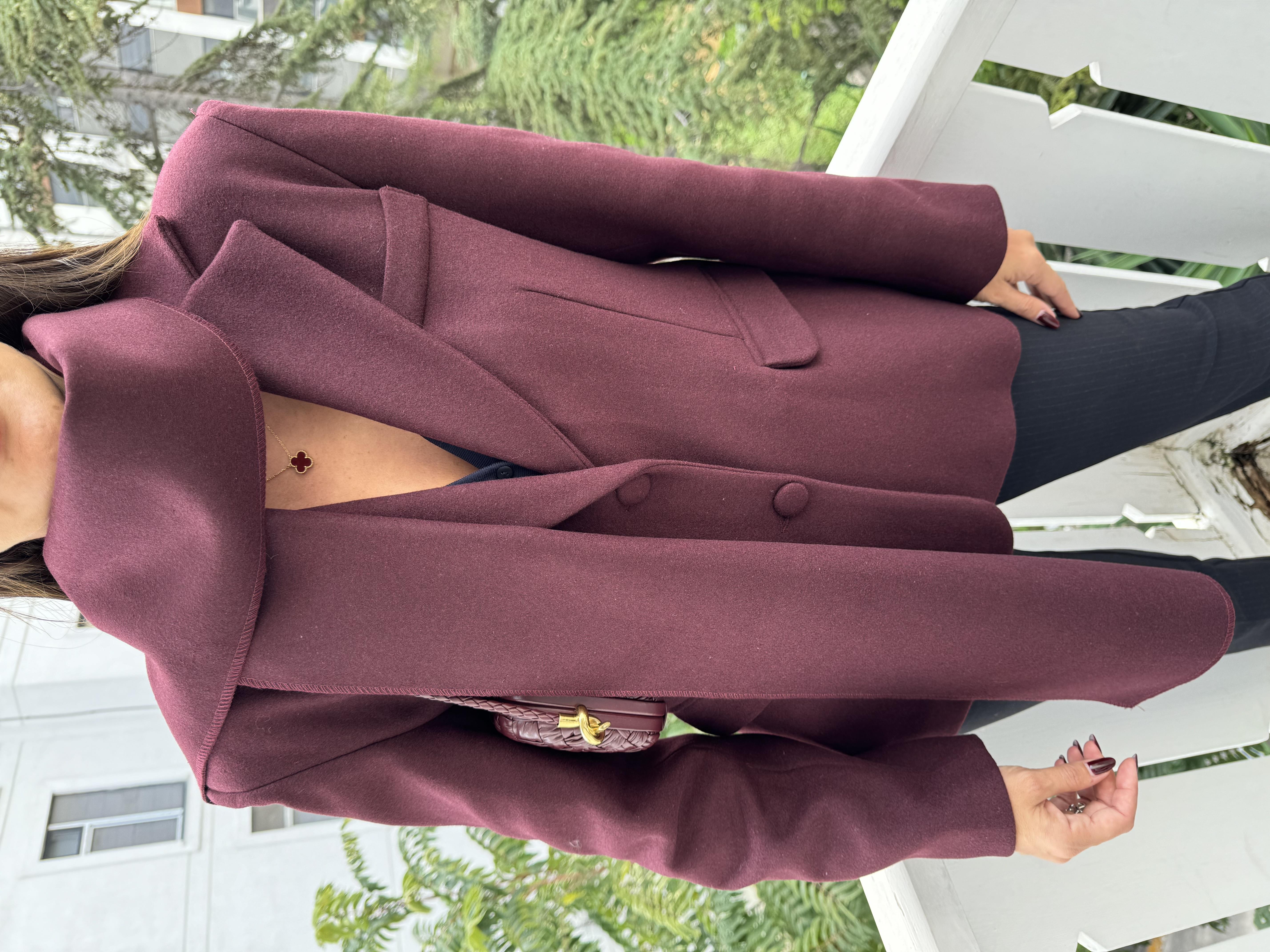 Bordo Kaşe Fular Detaylı Blazer