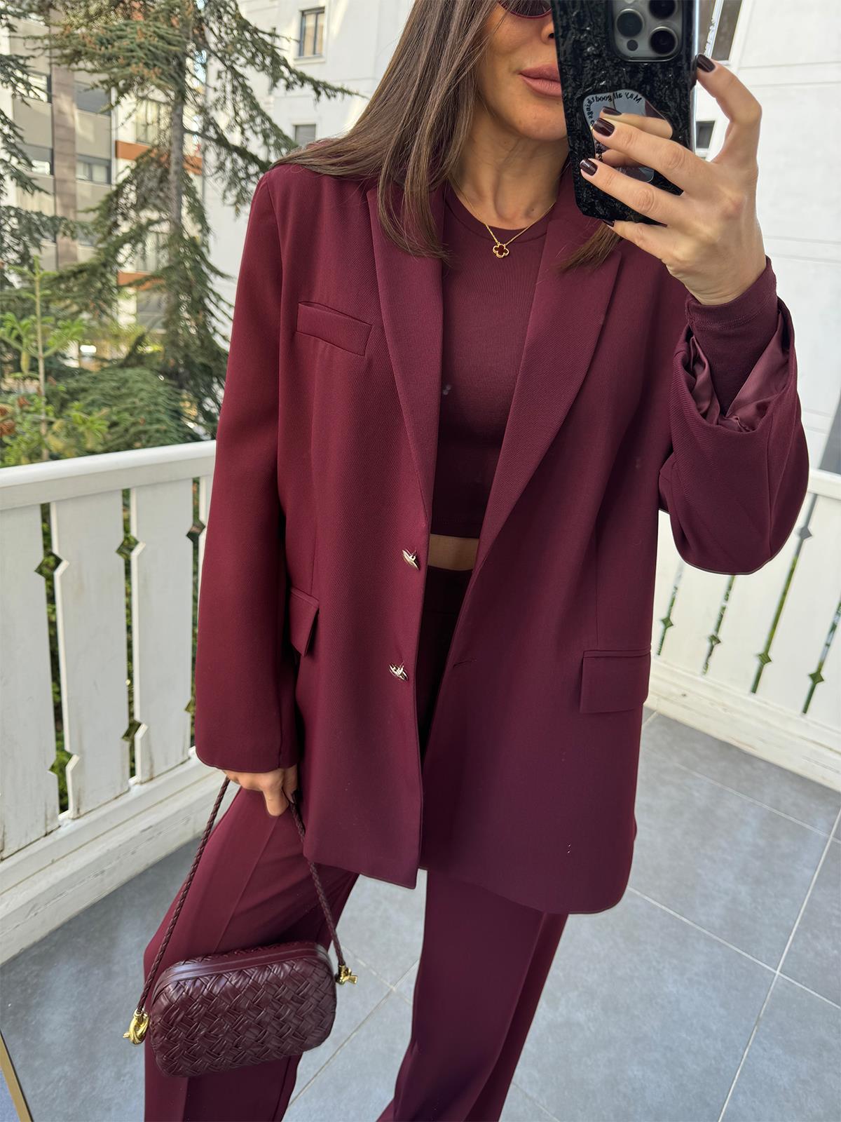 Bordo Marry Ceket Pantolon Takım