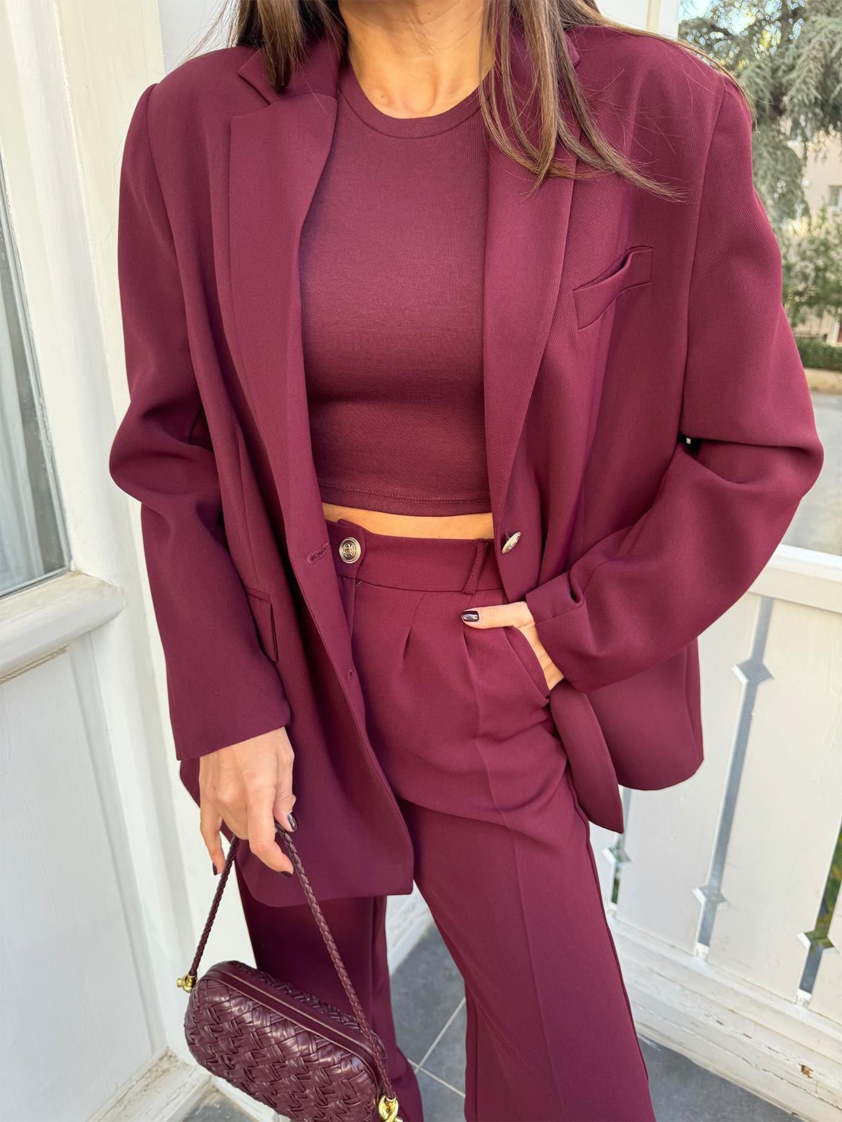 Bordo Marry Ceket Pantolon Takım