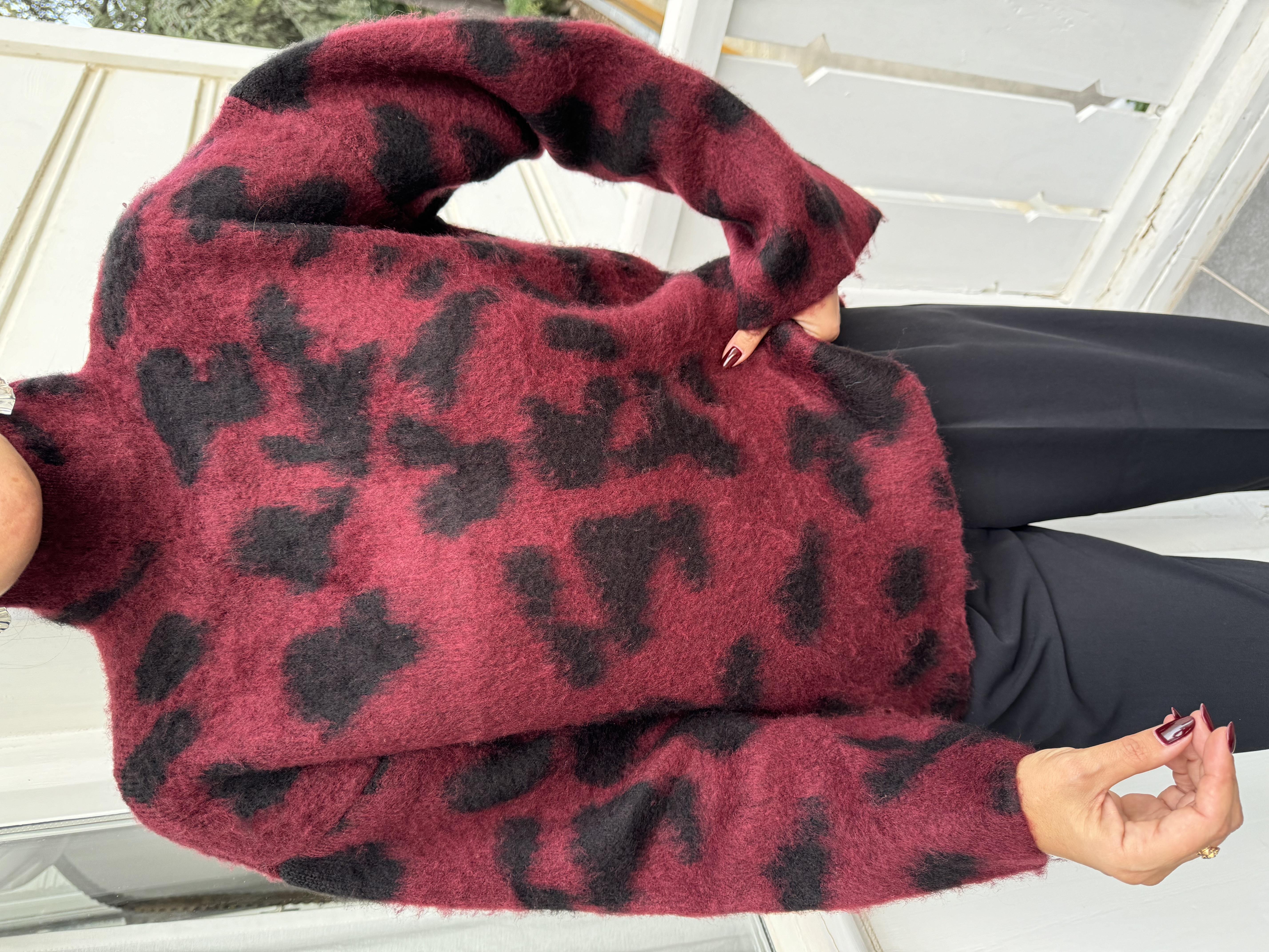 Bordo Sakallı Leopar Kazak