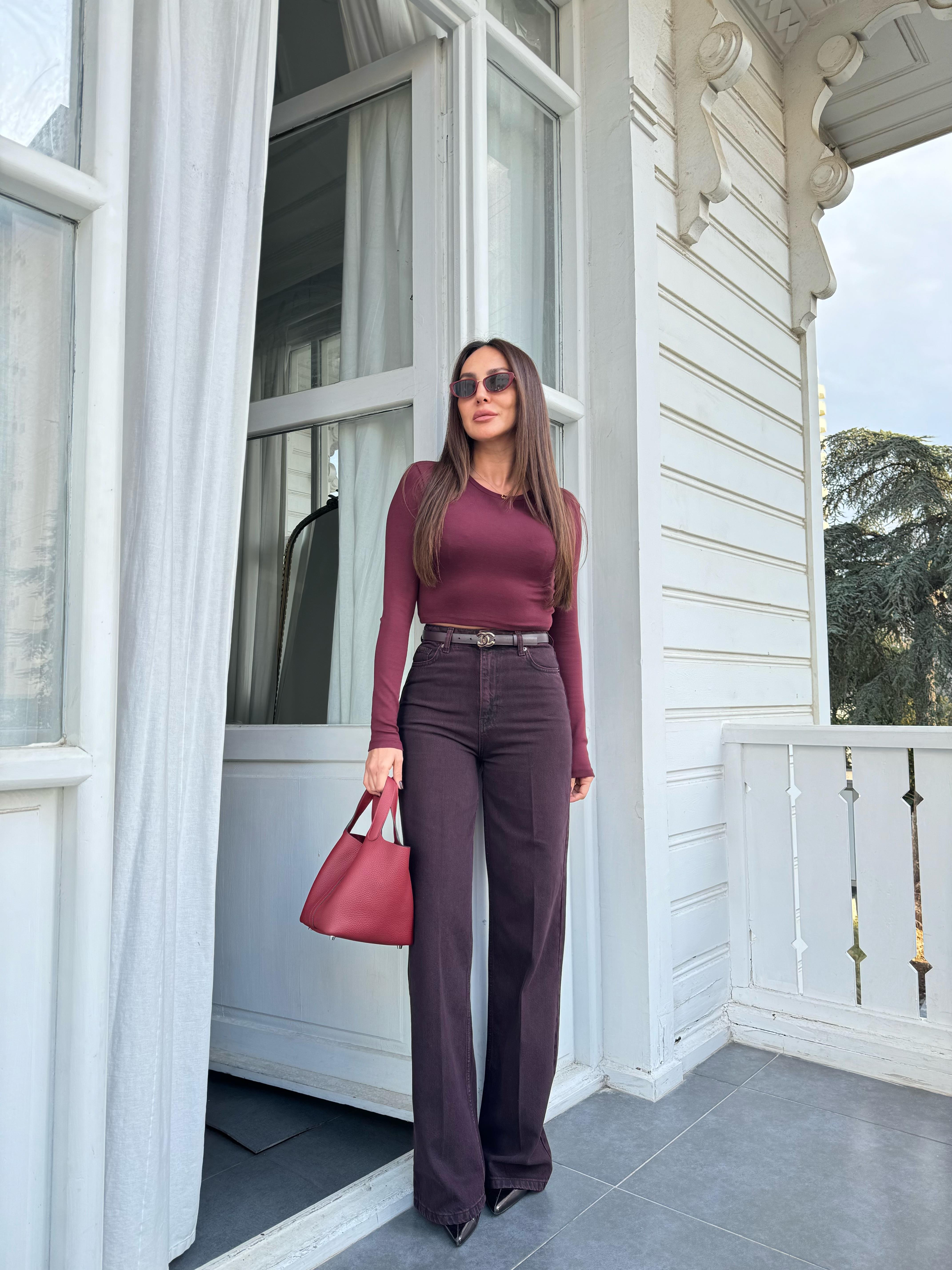 Bordo Wide-Leg Jean Pantolon