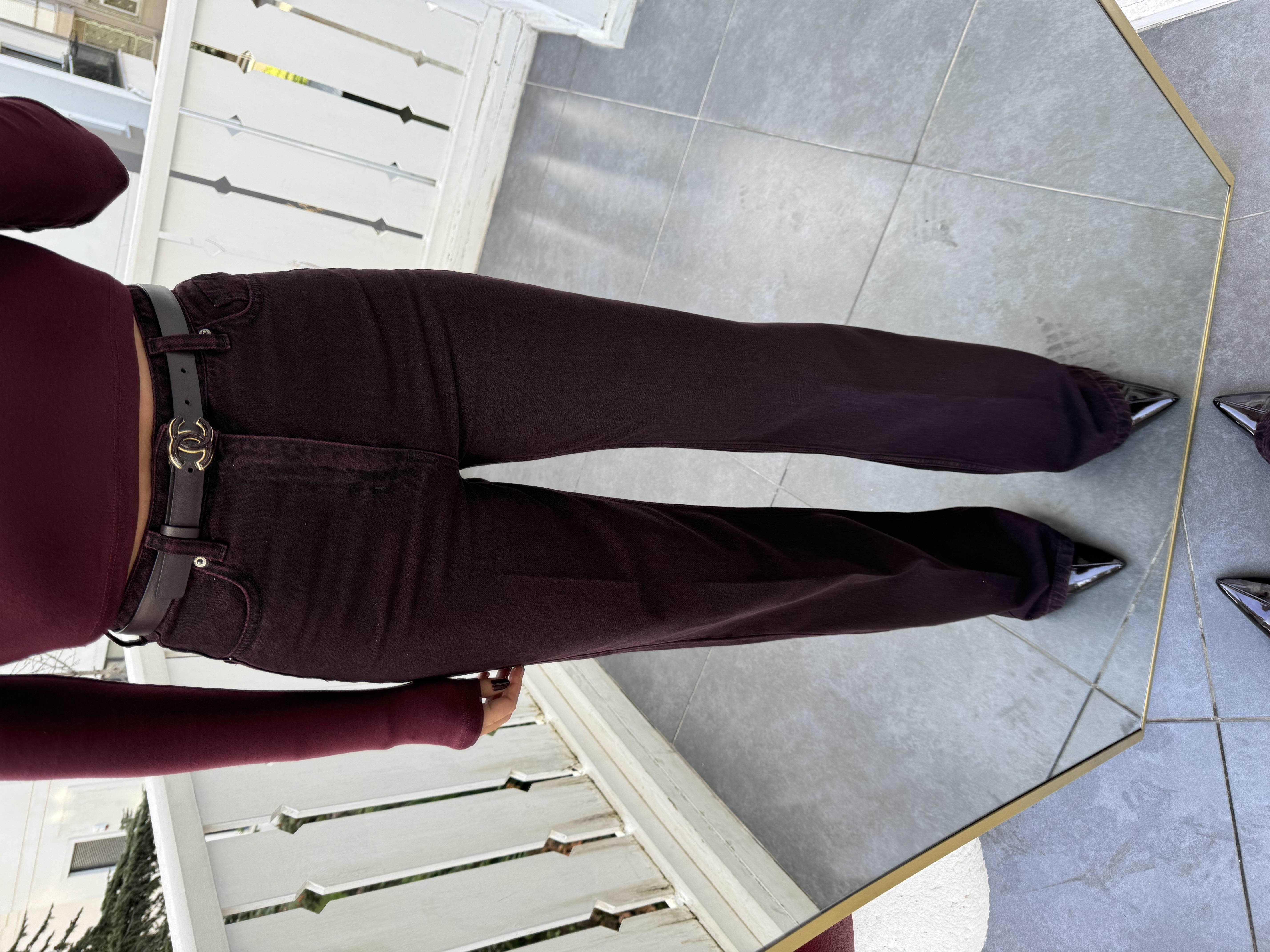 Bordo Wide-Leg Jean Pantolon