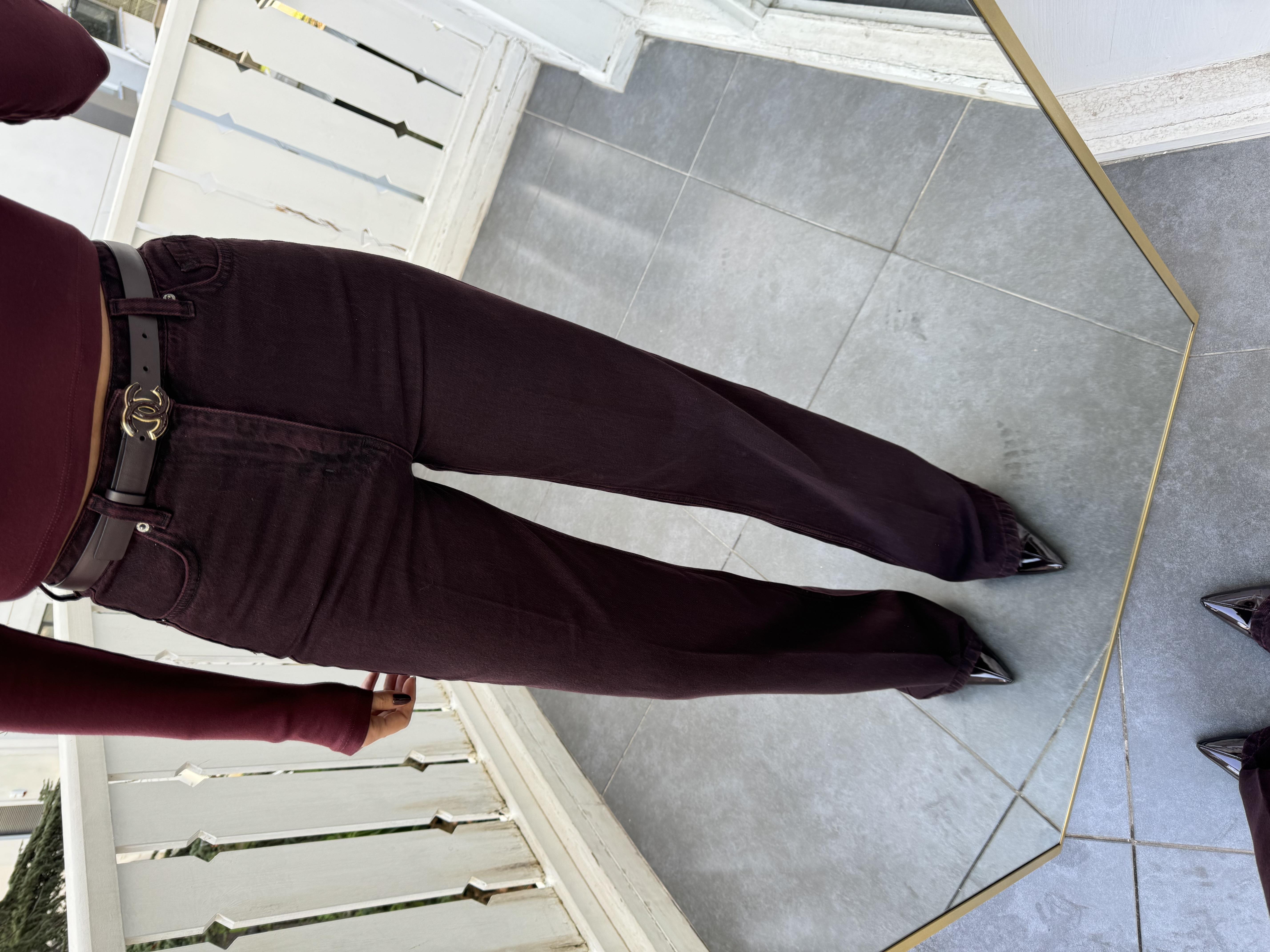 Bordo Wide-Leg Jean Pantolon