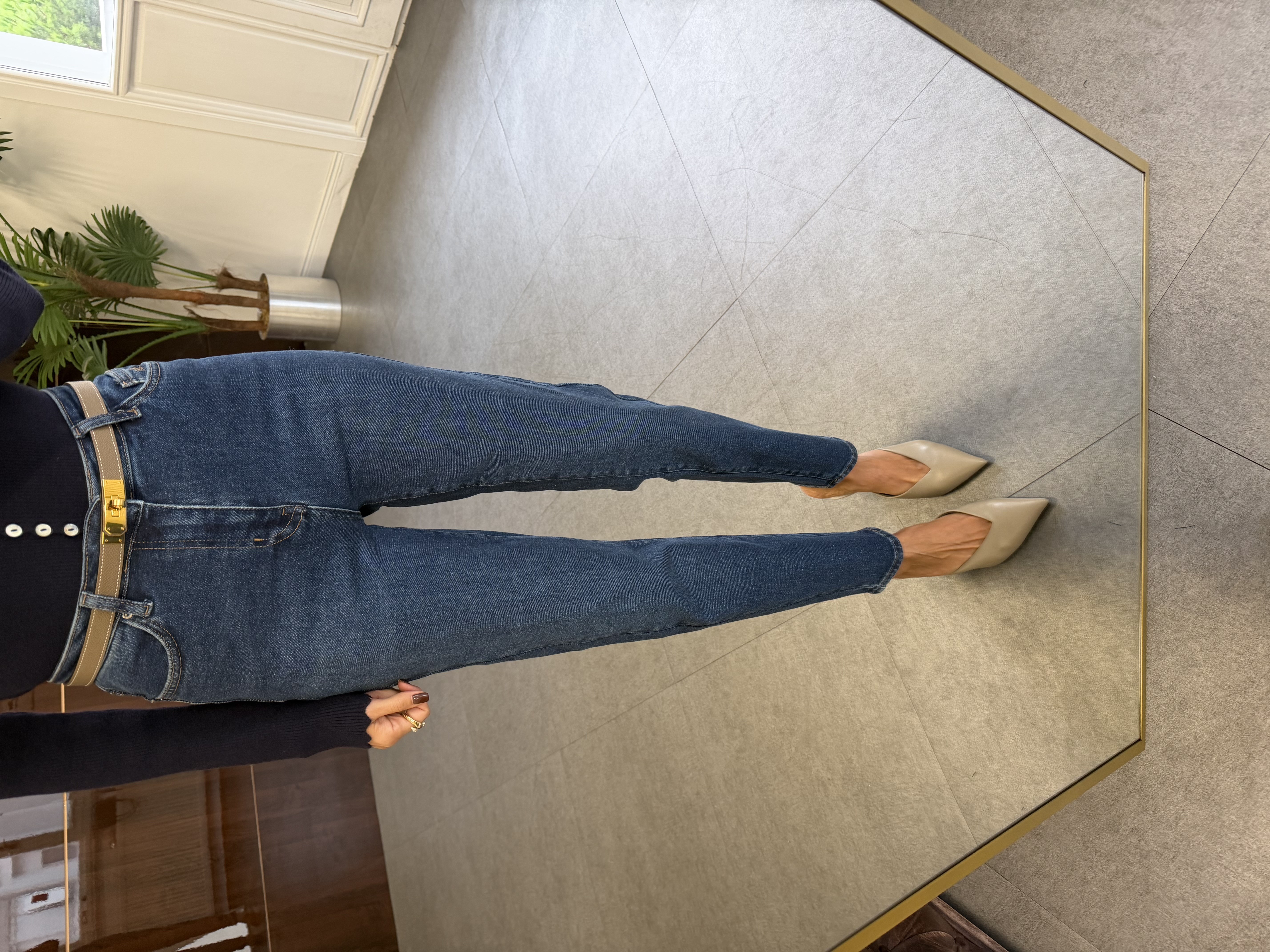 Dark Blue Mom Jean Pantolon