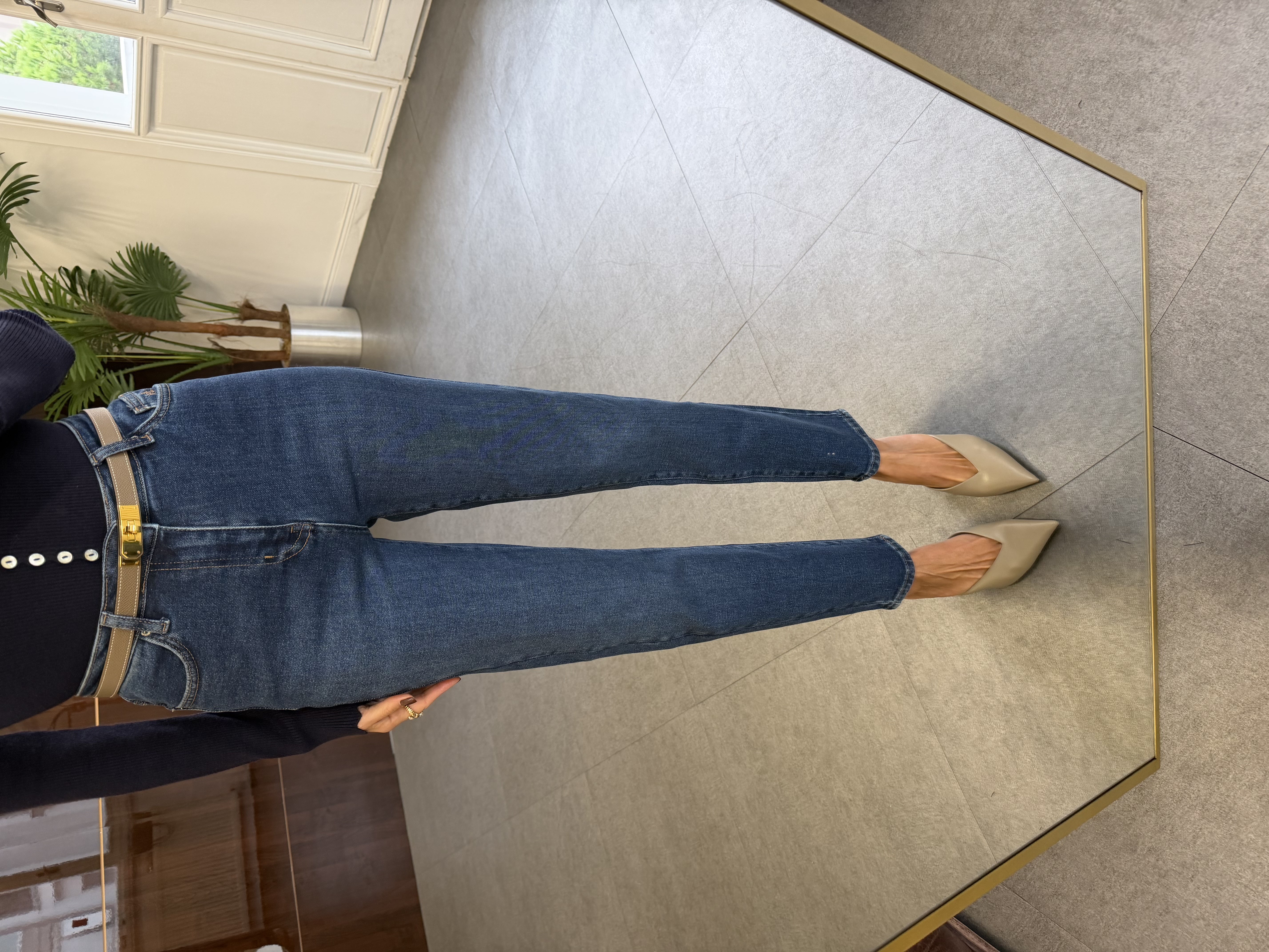 Dark Blue Mom Jean Pantolon